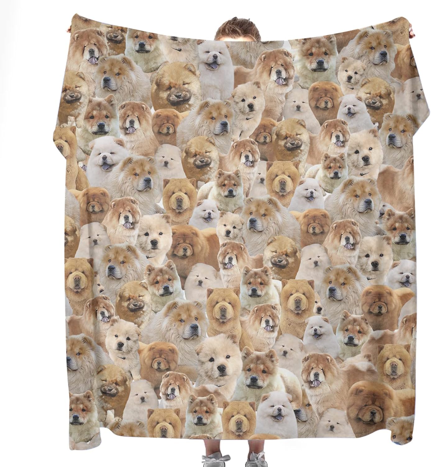 Chow Chow Dog Printed Blanket - Cute Puppy Print Throws Blankets Gift for Dog Lover, Pet Owner - Ultra Soft Warm Fleece Blanket Quilt for All Seasons Bed Sofa