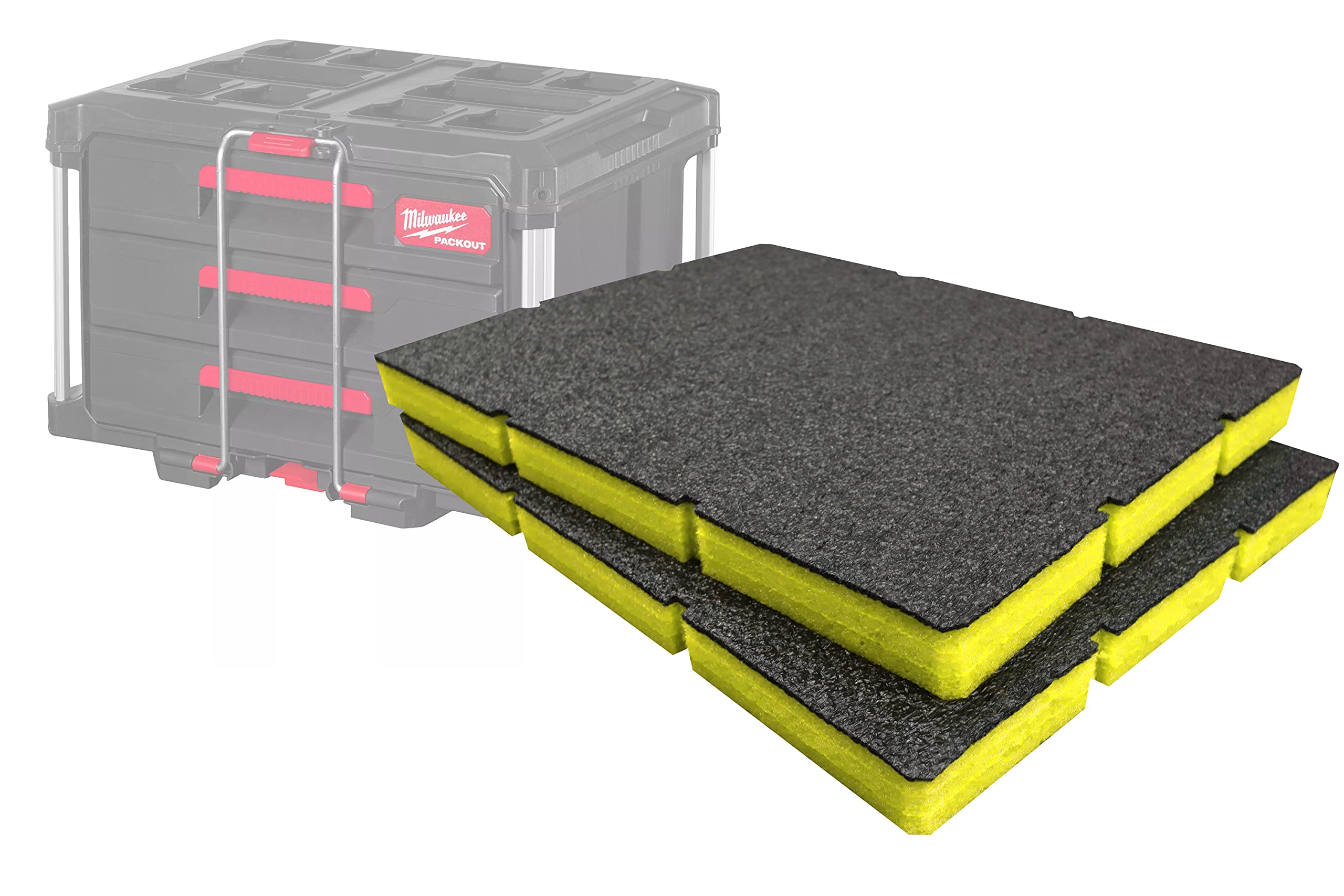 Shadow Foam Easy Peel – Foam Inserts for Milwaukee Packout Drawer Tool Box [Yellow 30mm Twin Pack] Cut and Peel Foam Inserts For Tool Organisation, Kaizen, 5s, Tool Storage & Storage Boxes