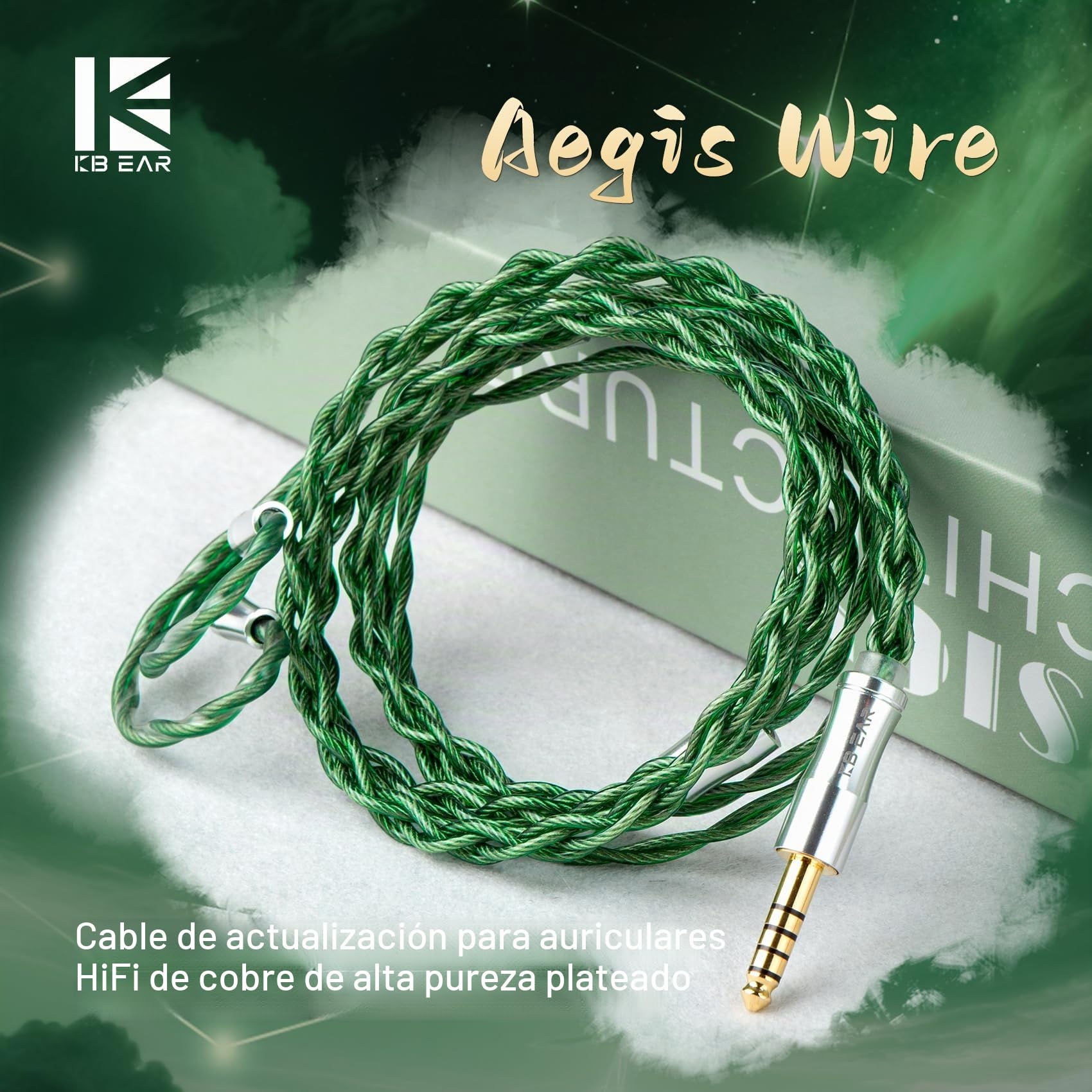 keephifi KBEAR Aegis IEM - Cable de auriculares Hi-Fi de 4 núcleos, cable de 120 cm para auriculares Shu-re AONIC 215, U-E900, TIN-HIFI P1/T2/T3/T4 Plus/ T2 Evo (MMCX, conector de 4,4 mm)