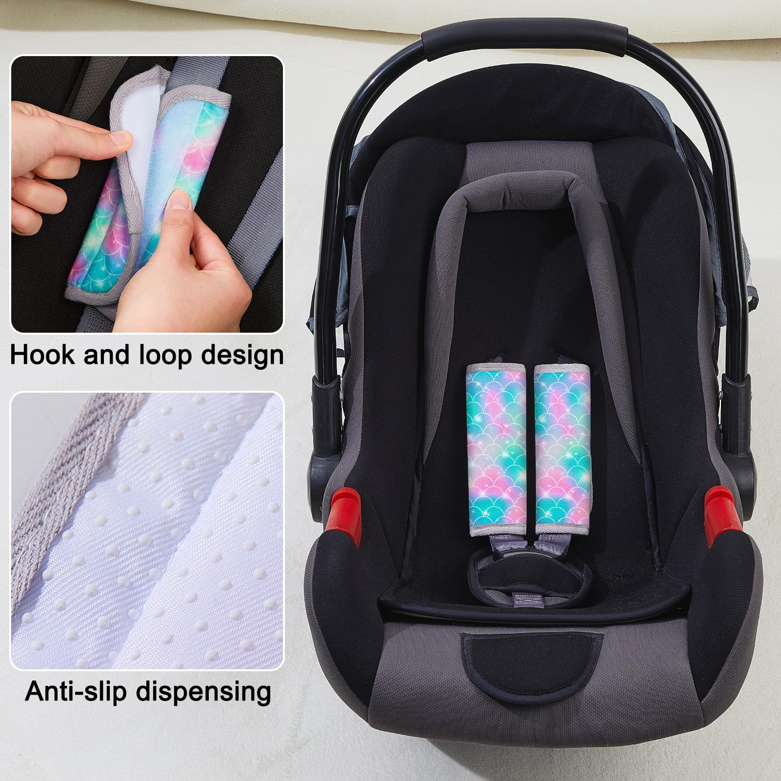 MHJY Copri Cintura di Sicurezza Auto Bambino Copricintura 2 Pezzi Imbottitura Cintura Sicurezza Bambini Protezione Cuscino per Passeggino Neonato Infante Ragazze Ragazzi