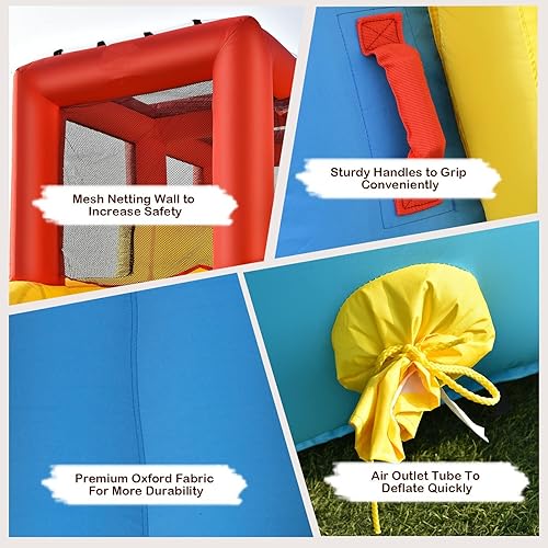 Miniatura 4 de KOTEK Tobogán acuático inflable, toboganes dobles largos, parque acuático gigante para niños, diversión al aire libre con pared de escalada y