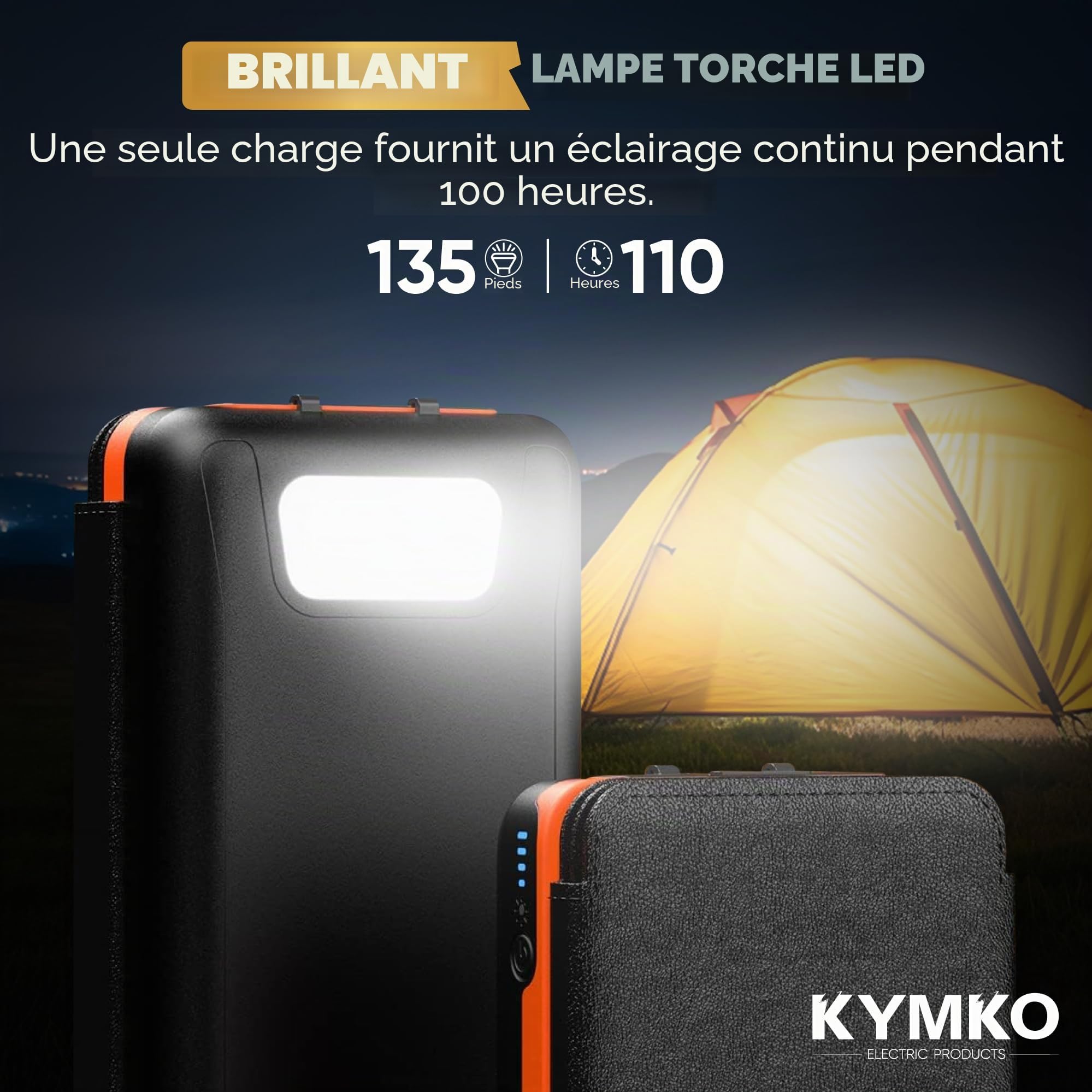 Chargeur solaire pour téléphone portable 27 000 mAh avec 4 panneaux solaires pliables | Power Bank solaire portable USB-C 22,5 W, lampe torche LED SOS, batterie externe IP66 | Idéal pour les