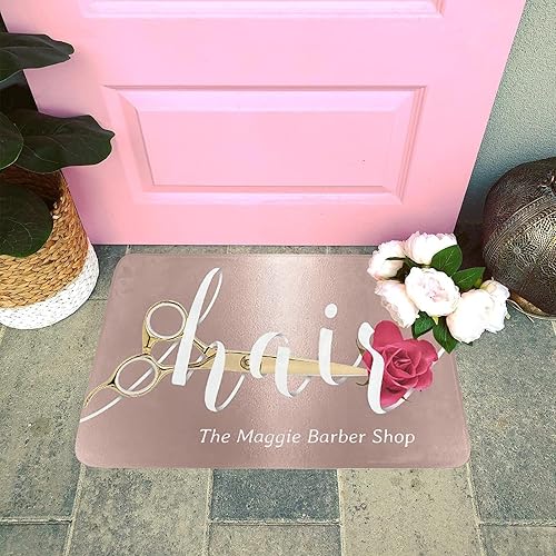 Miniatura 2 de Tapete personalizado para peluquería con estampado floral, para interiores y exteriores, tapete de entrada para mascotas, decoración del hogar, 23.6