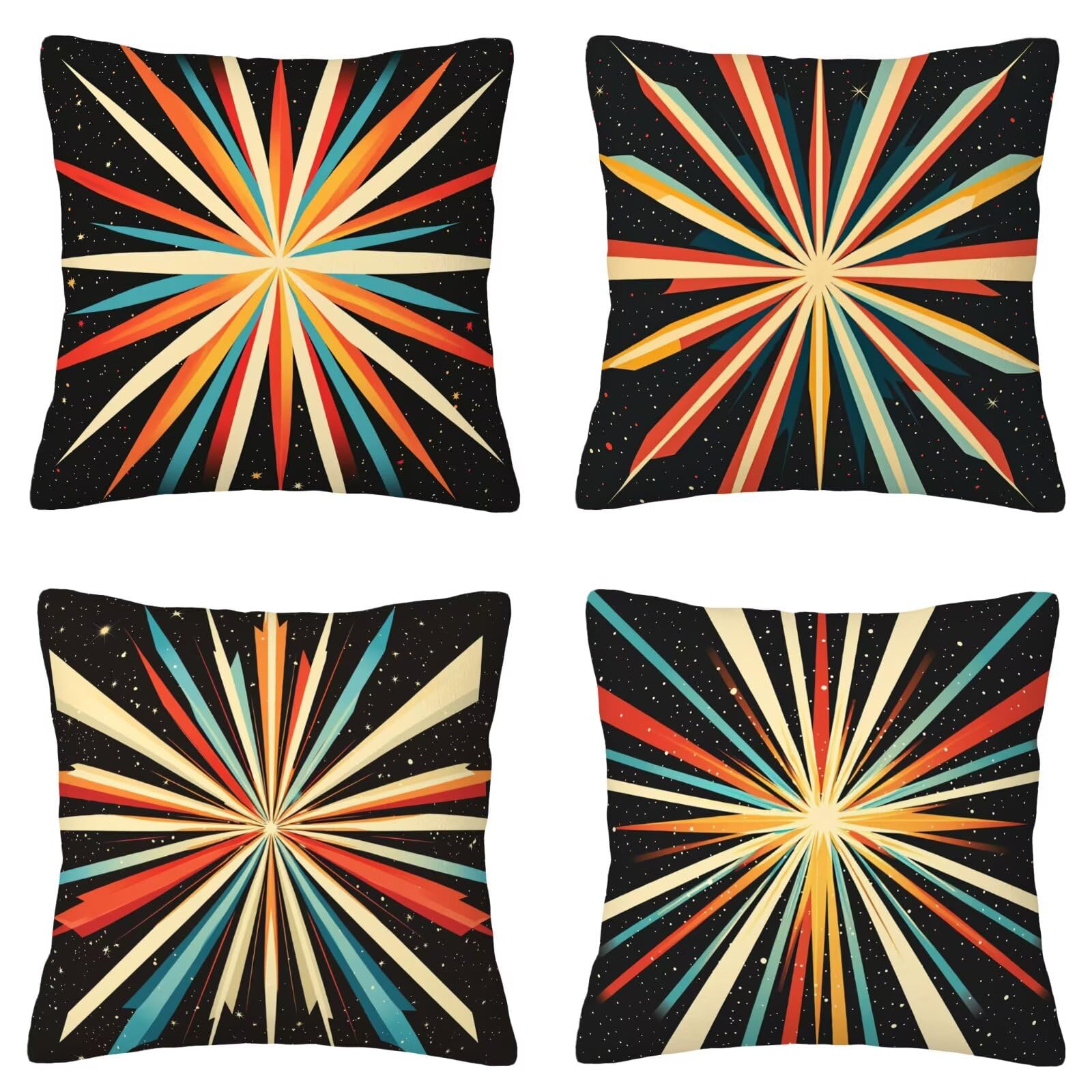 Poszewka na poduszkę zewnętrzna abstrakcyjna poszewka na poduszkę 60 x 60 cm, wodoodporna kwadratowa lniana poszewka na poduszkę retro zestaw 4 poszewek na poduszki do dekoracji wnętrz do dekoracji