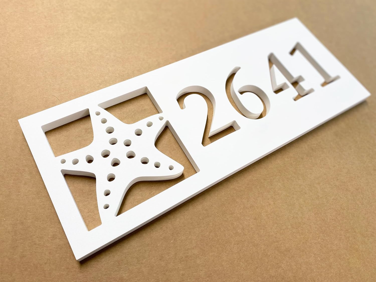 Starfish Address Sign for Beach House – Weatherproof Outdoor Coastal Address Numbers Plaque, Nautical Tropical Home Decor, 30+ Design Choices
