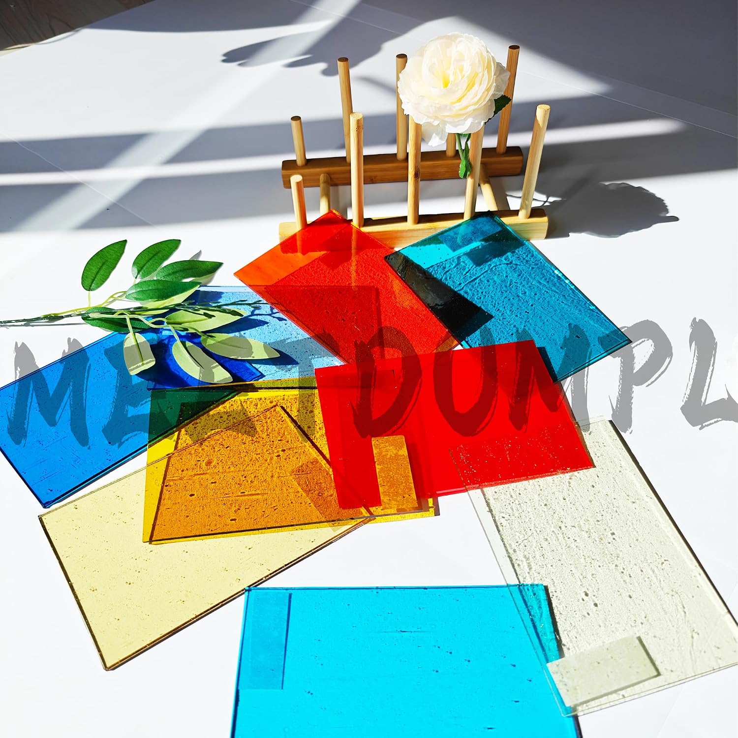 36 Pcs 4"x6" Stained Glass,Stained Glass Kit,Transparent Cathedral Stained Variety Pack，for The Rainbow Suncatcher,Stained Window,Mosaic Crafts,Treasure Trove of Vibrant Colored (1)