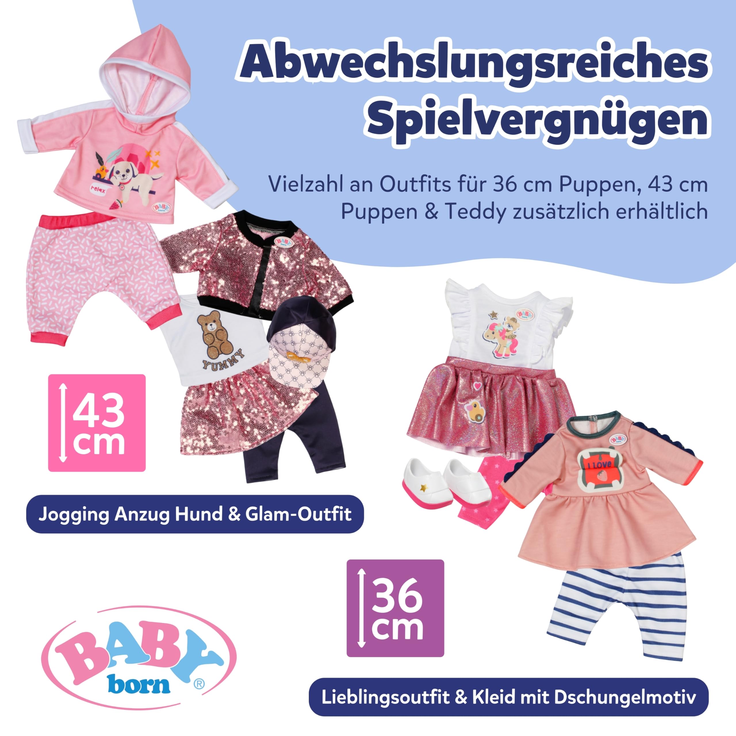 BABY born Regenbogenschrank - Aufbewahrung für Puppenkleidung - Mit leuchtendem Regenbogen & fröhlichen Sounds - Hochwertiges Puppen Zubehör inkl. Schuhbladen, Kleiderbügel & Stickern