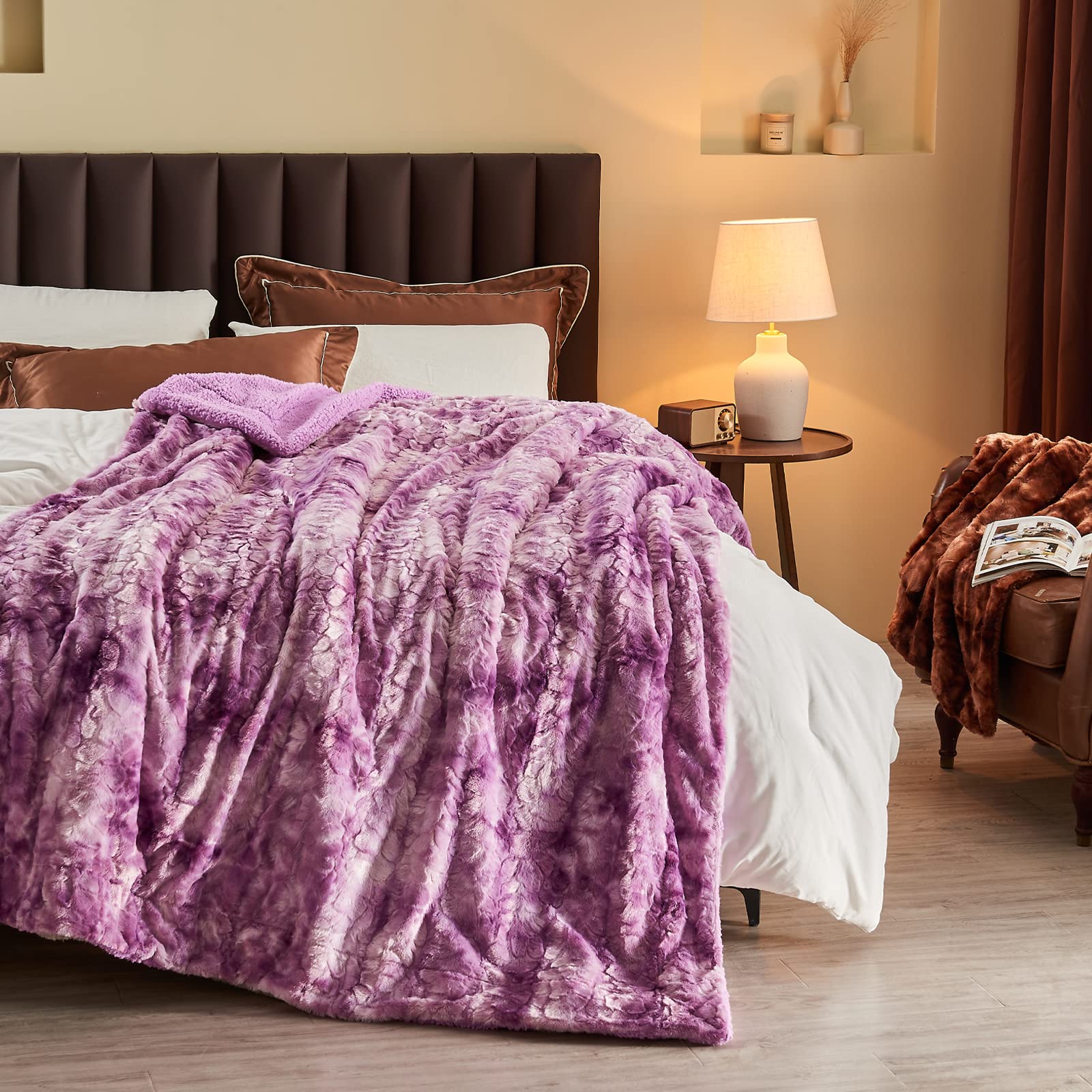 NEWCOSPLAY Superweiche Kunstfelldecke – 101x127 Cm, Beidseitig Sherpa & Plüsch, Für Sofa & Bett, In Regenbogenfarben