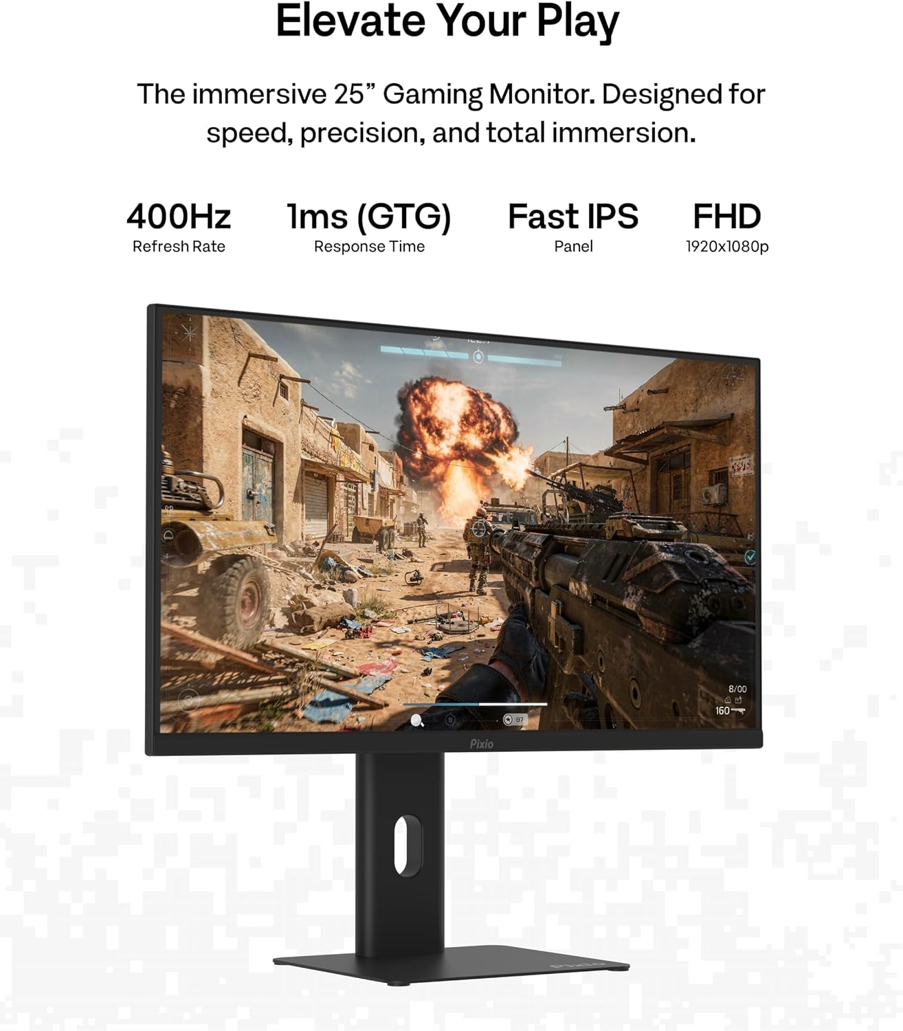 Pixio PX258 Hayabusa 24.5 inch (24 inch / 25 inch Equivalent) 400Hz Refresh Rate FHD 1080p Resolution Fast IPS Panel 1ms GTG Response Time Gaming Monitor