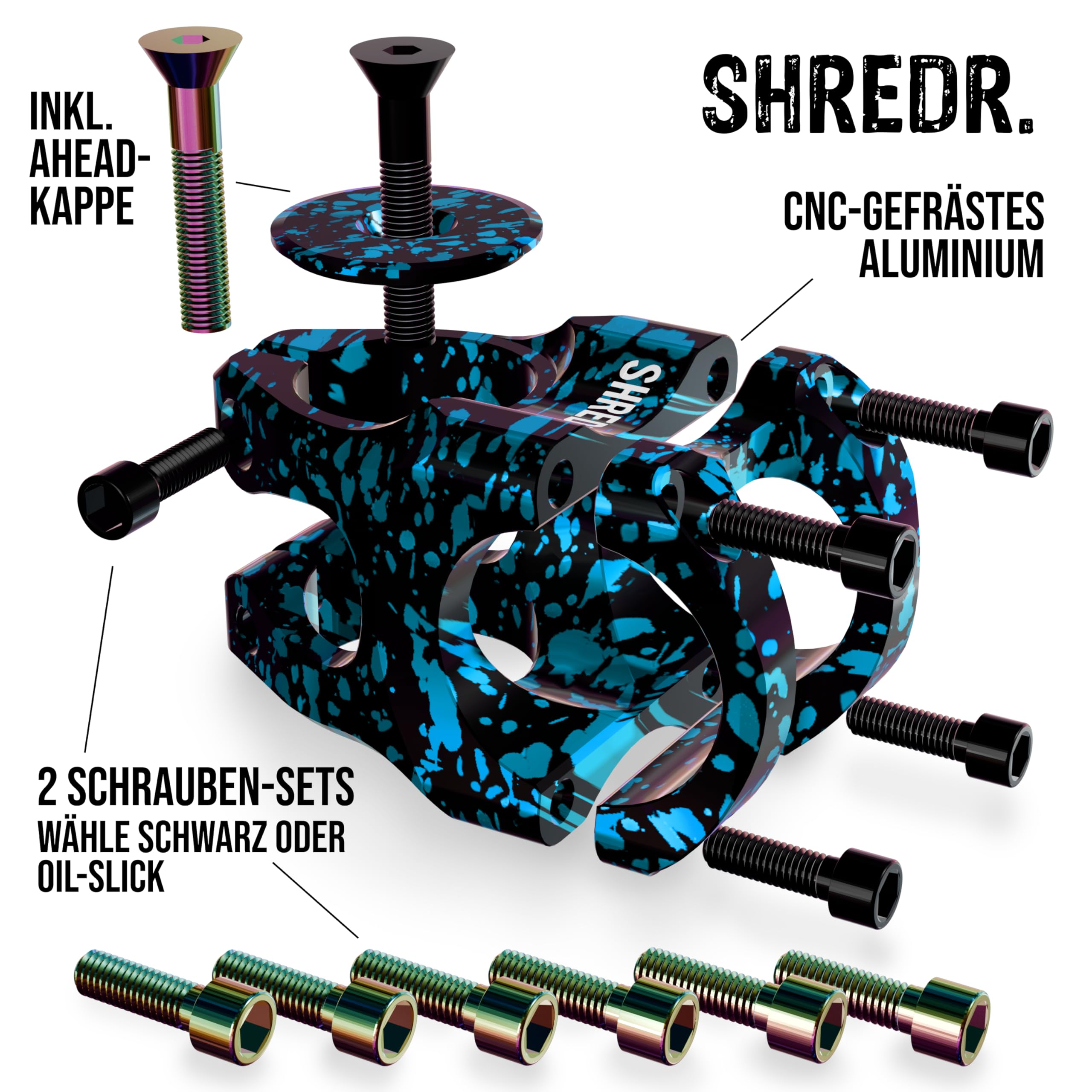 Edge Control MTB Vorbau 31,8mm | 0 Grad | 35mm - Cooler kurzer Vorbau für Moderne Mountainbikes | 7 Farben | inkl. Ahead-Kappe in der gleichen Farbe | Special Edition