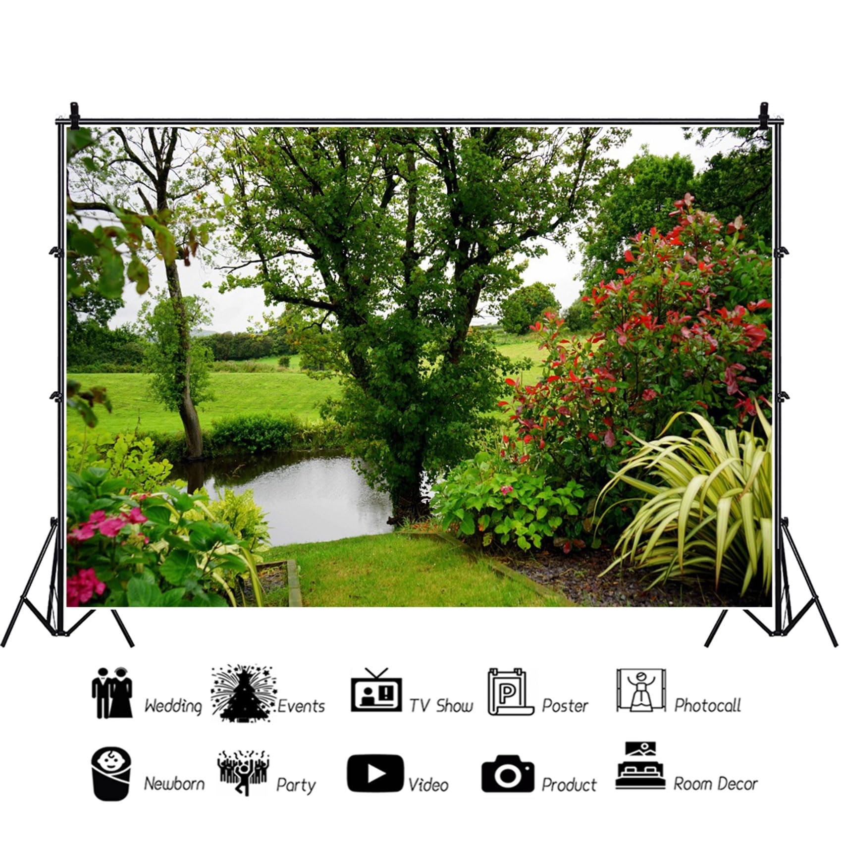 Toile de fond pour paysage printanier 3 x 2,1 m
