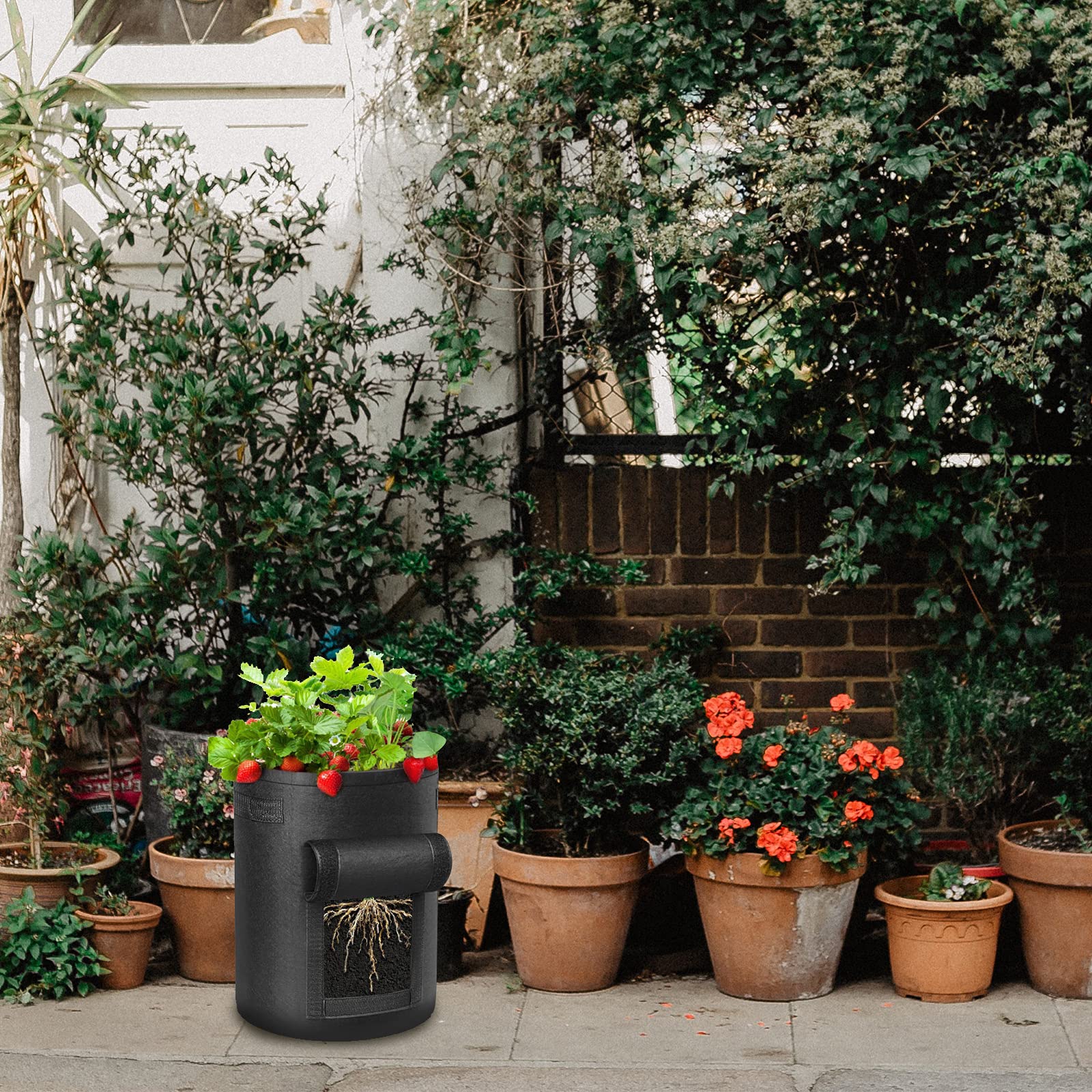 Kartoffelanbau-Säcke, Kartoffel-Pflanzbeutel, 5–10 Gallonen, mehrfarbige Pflanzbeutel for Gemüse, Blumen, Hausgarten(Black,7 Gallon)