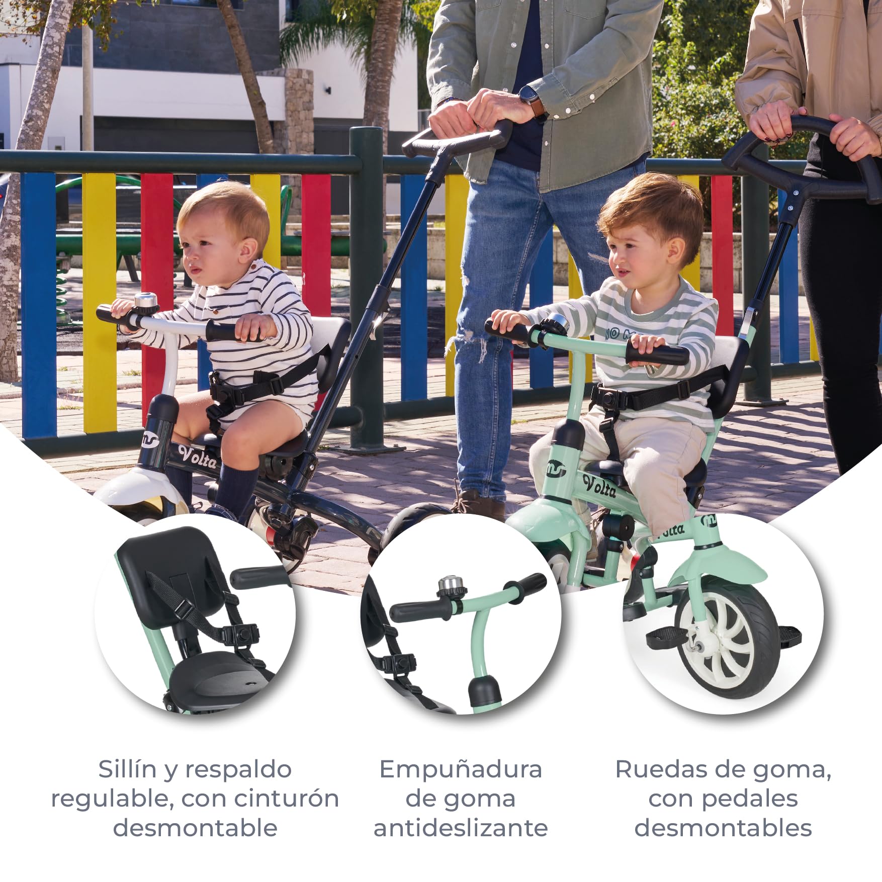 MS - Triciclo evolutivo per bambini 5 in 1 Volta - Bicicletta per bambini da 1 anno a 5 anni - Da Triciclo a Bicicletta con o senza pedali - Adattabile e trasformabile