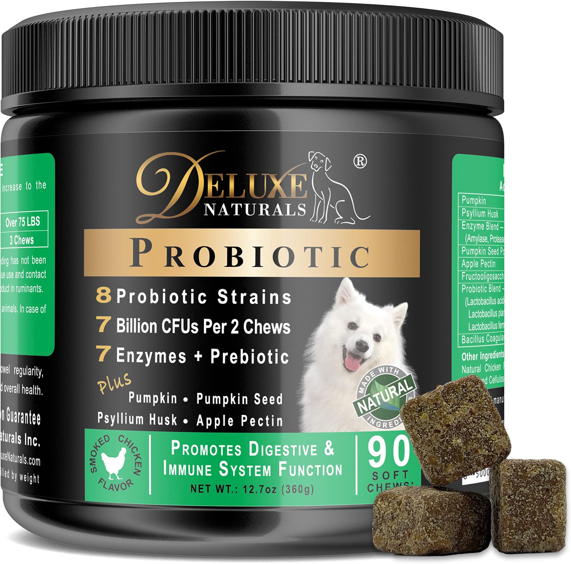 Probiotic Soft Chews for Dogs – 90 Count – Digestive & Immune Support with 9 Probiotics, 8 Enzymes, 2 Prebiotics & 5 Vital Nutrients – Chicken Flavor