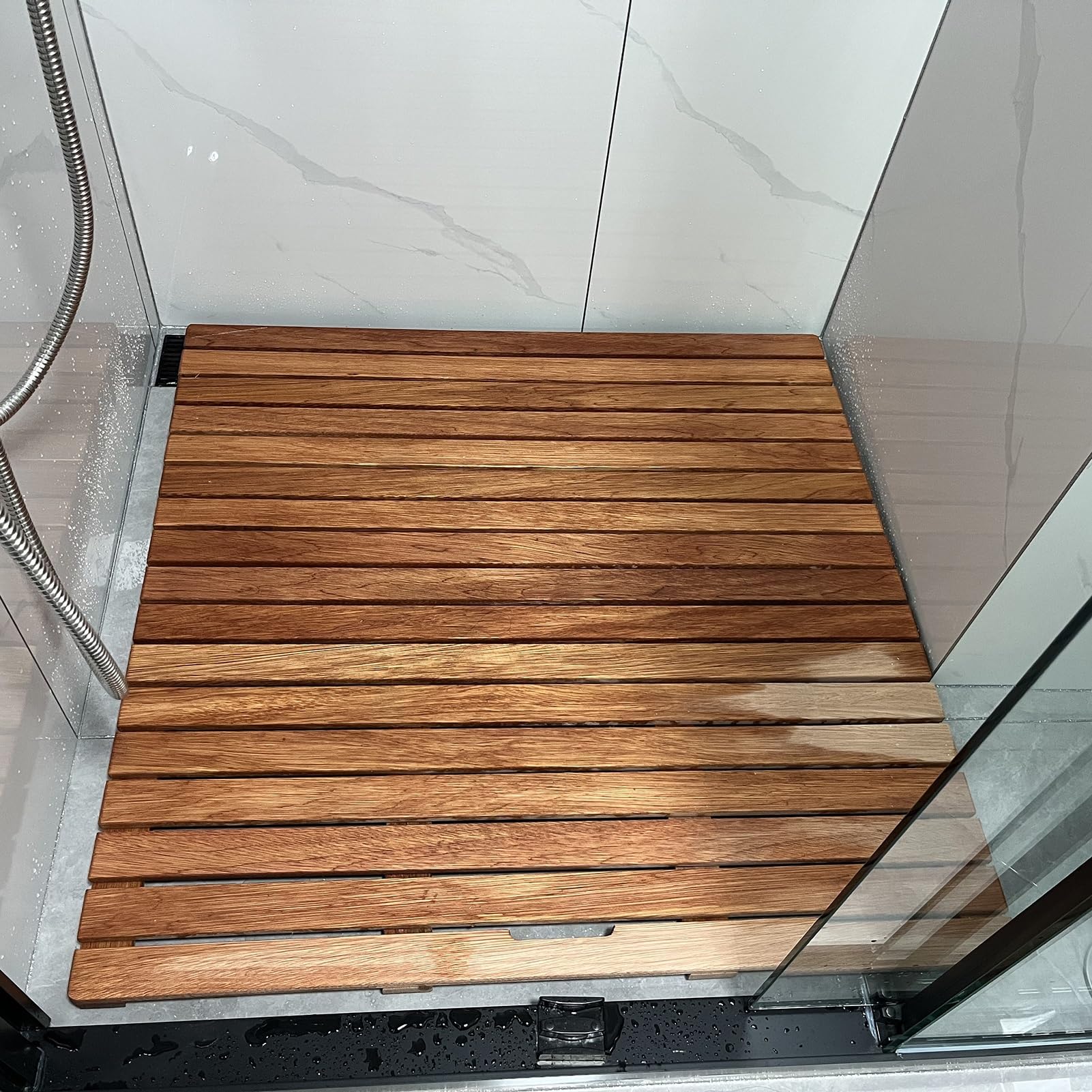 Wood Bath Mat Modern Luxury Shower Bath Mat, Natural Wooden Slatted Duckboard, Large Indoor Bathtub Bathroom Floor Pedal, Anti Slip Shower Mat (Size : 50 x 100 cm (19 3/4 x 39 3/8"))