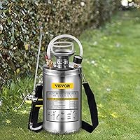 Happybuy 1.5 Gallon Stainless Steel Hand Pump Sprayer with 16" Wand, 3.3ft Hose, Pressure Gauge & Adjustable Nozzle for Lawn, Garden, Weed Control