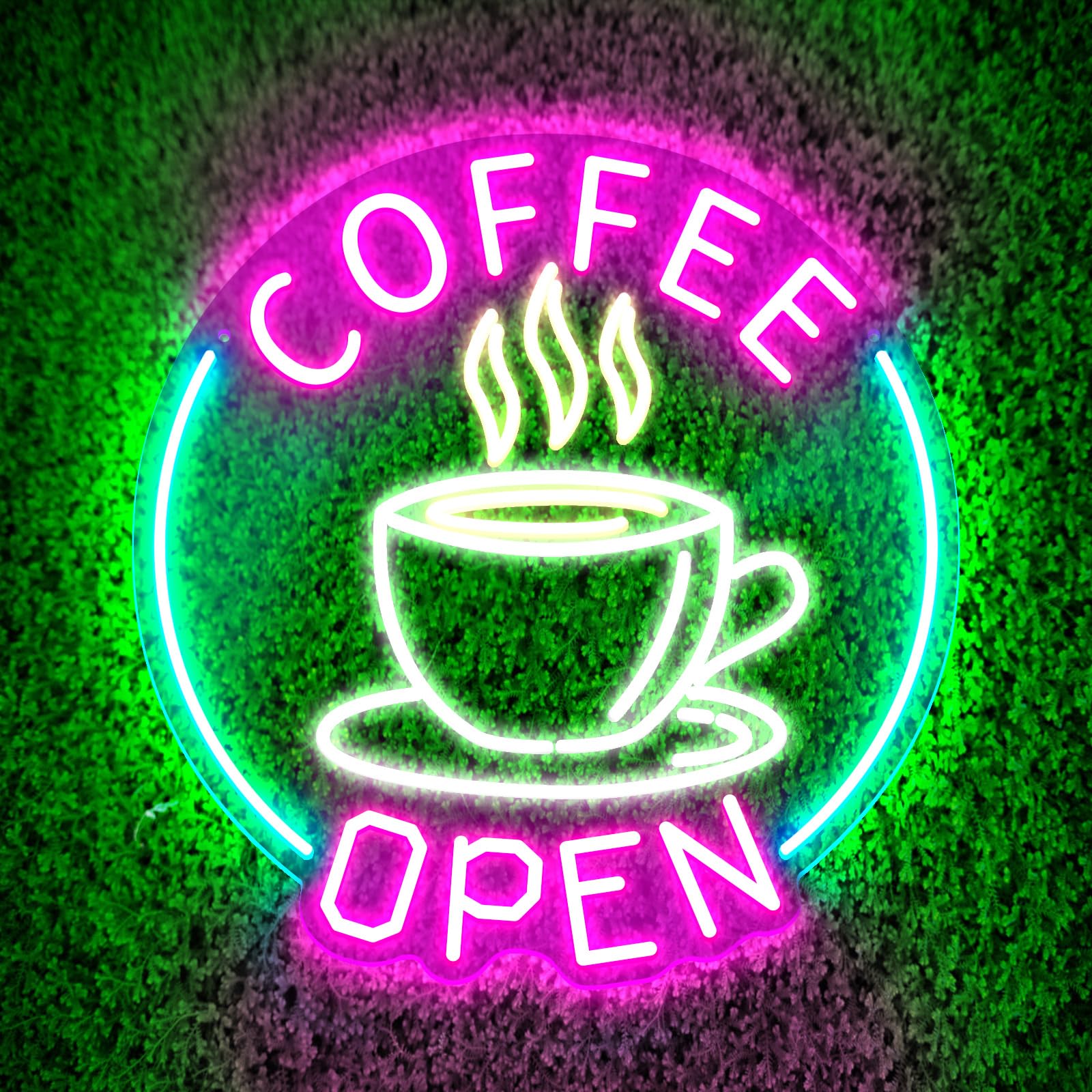 Coffee Open Neon Sign Light Up for Wall Decor USB Powered Acrylic Neon Lights with Dimmable Switch Led Sign for Coffee Bar Art Decor for Cafe Business Club Party Decorations 5V 12.6x13 inch