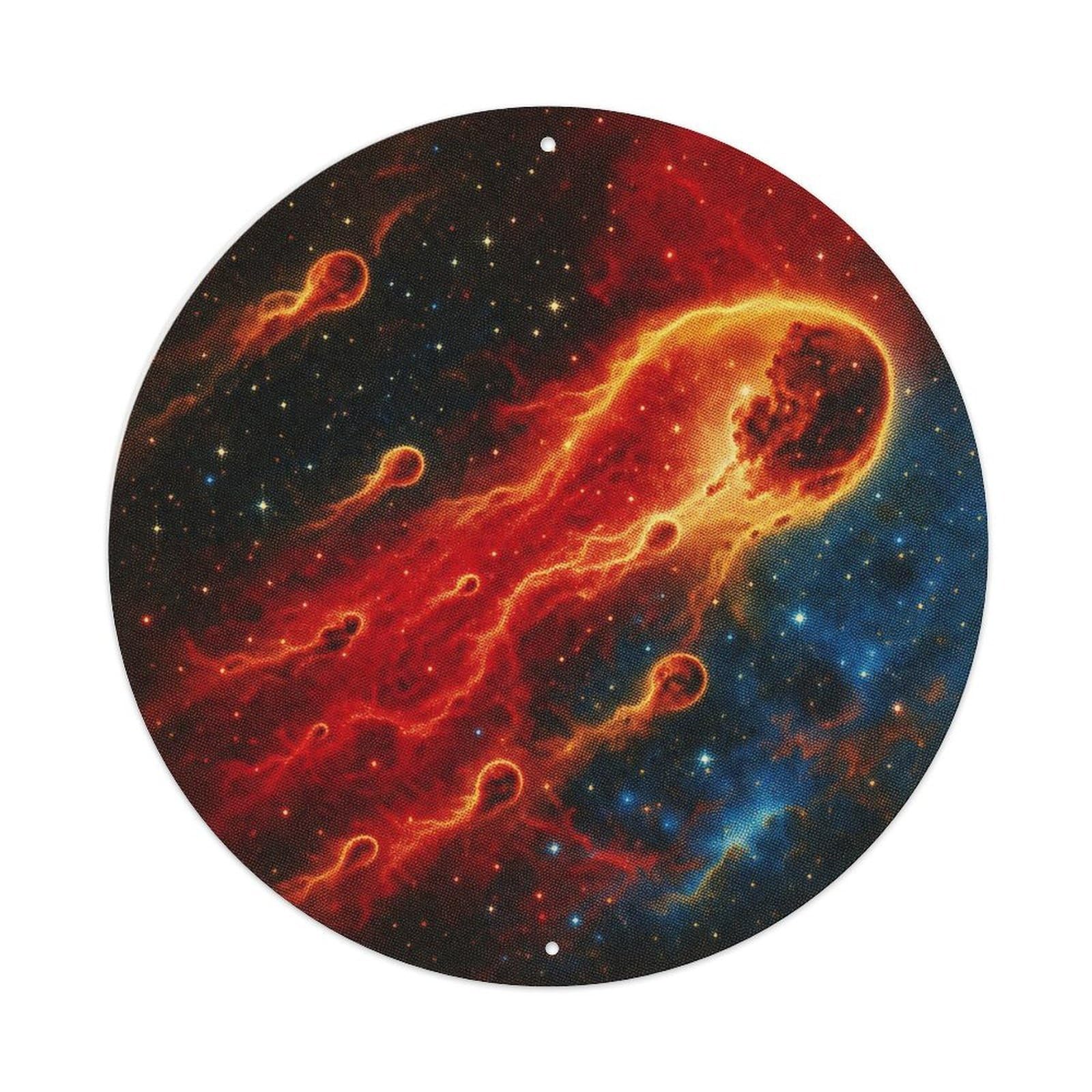 Celestial Tadpole Nebula Space Exploration Metal Tin Sign Plaque Wall Decor for Cafe, Man Cave, Club Bar, Office, Home Garden Round Metal Poster 8x8Inch