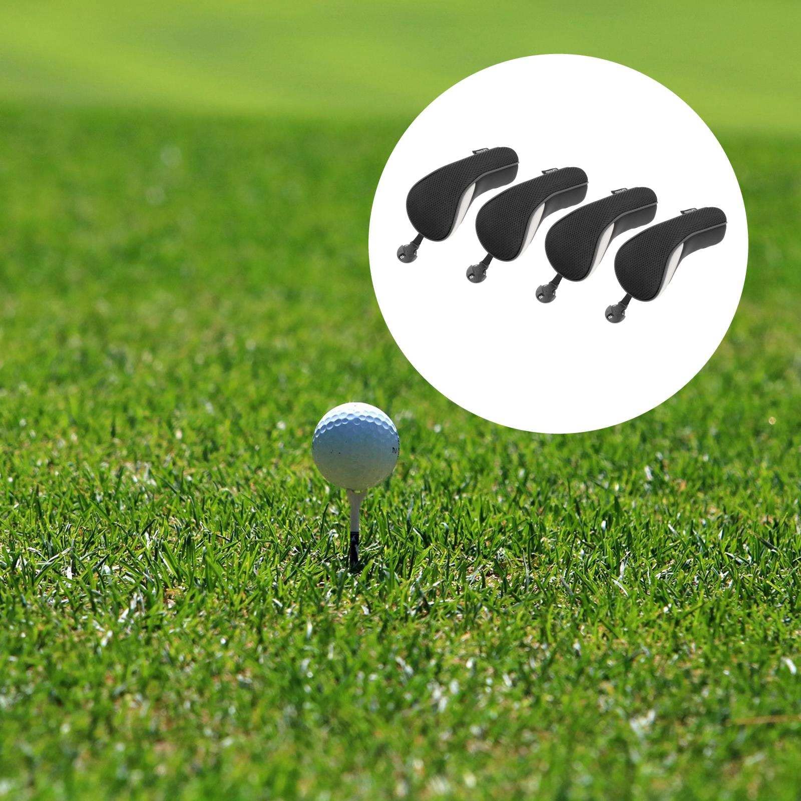 F Fityle 4X Nylon Golf Hybrid Club Head Covers Núm. Intercambiable Tag Golf Accs Durable Gift Utility para Exteriores Sports Woods Driver