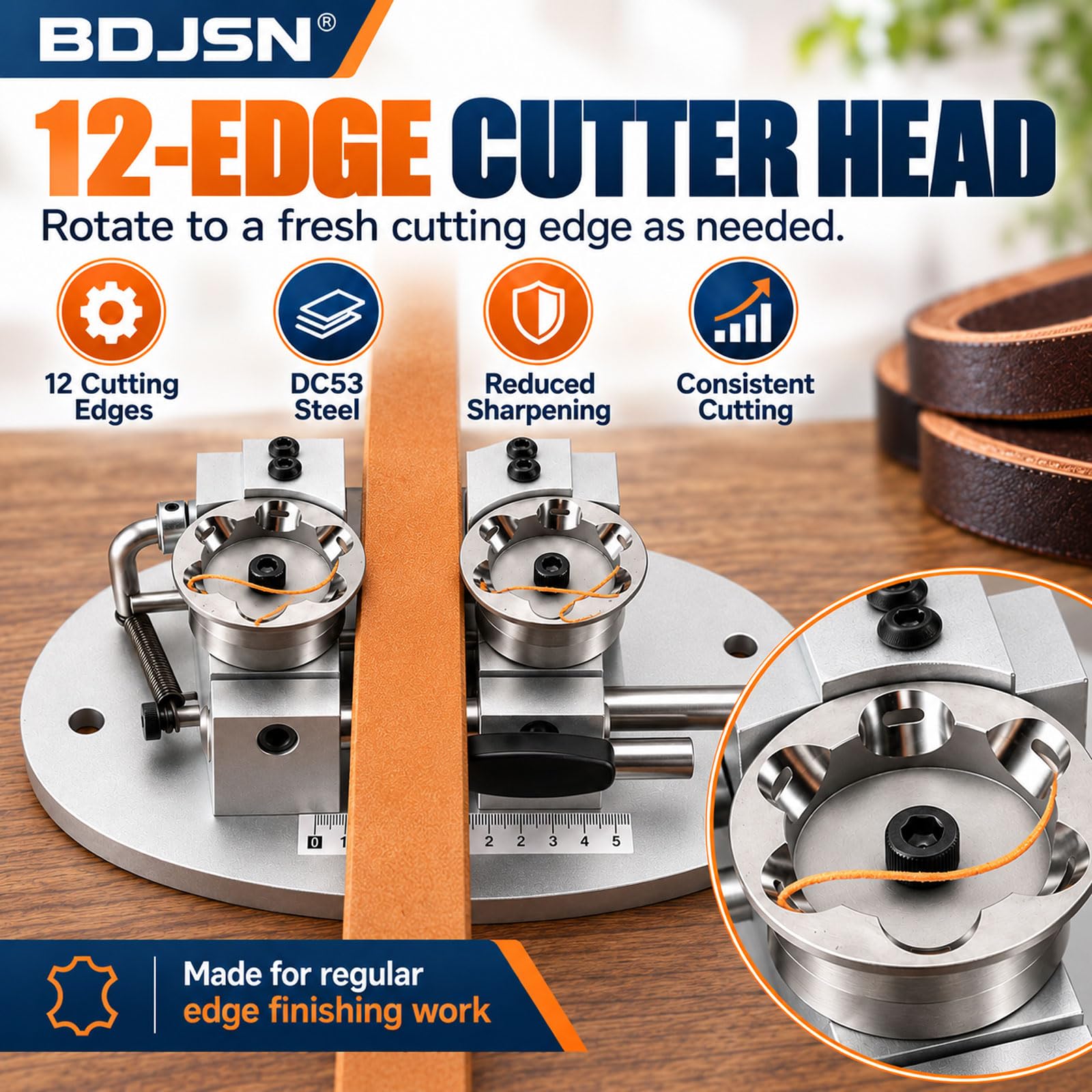 Máquina Biseladora De Cantos De Cuero, Biseladora Manual Ajustable De 13 A 80 Mm Con Cabezales De Corte Dobles De 12 Filos, Base De Aleación De Aluminio Para Cinturones