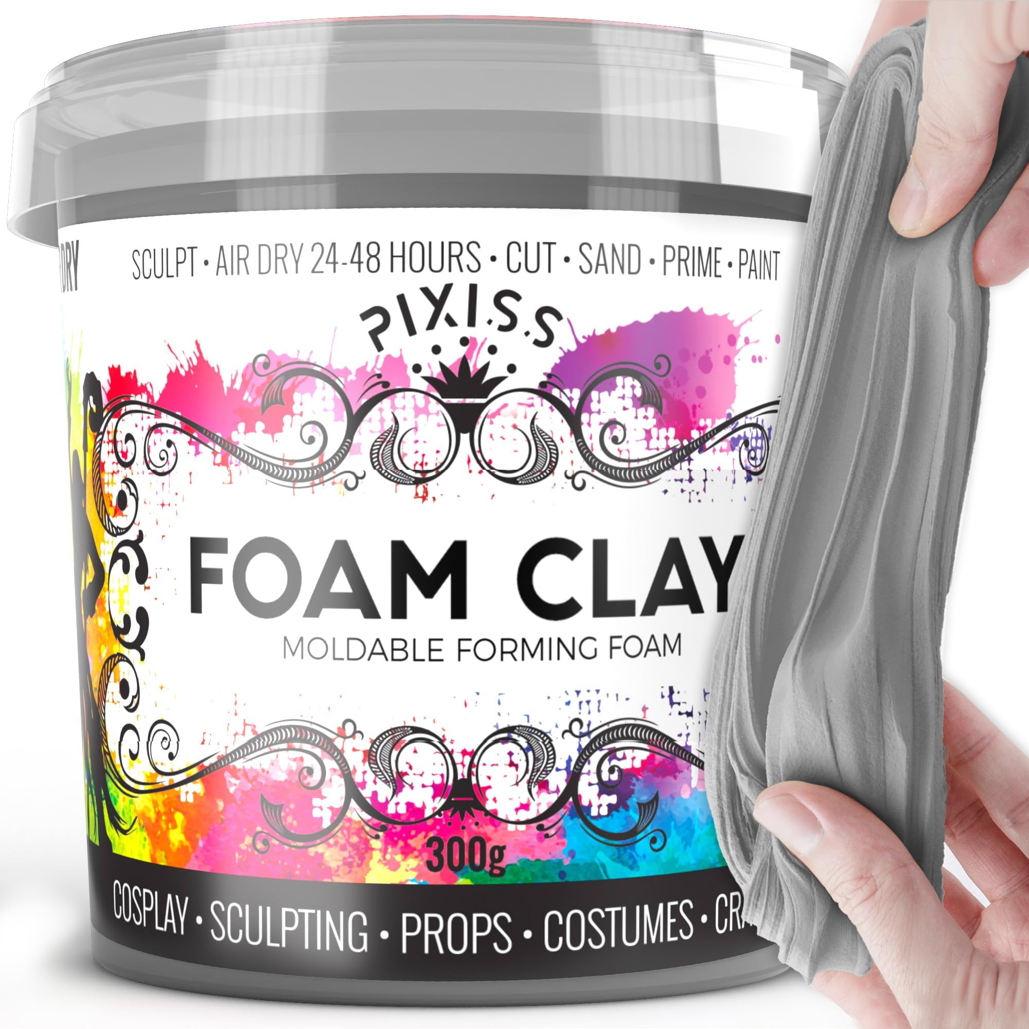 Foam Clay Air Dry Modeling Clay - Moldable Cosplay Soft Clay for Slime Add Ins, Molding Clay for Sculpting with Eva Foam - 300 Gram Gray Air Dry Clay