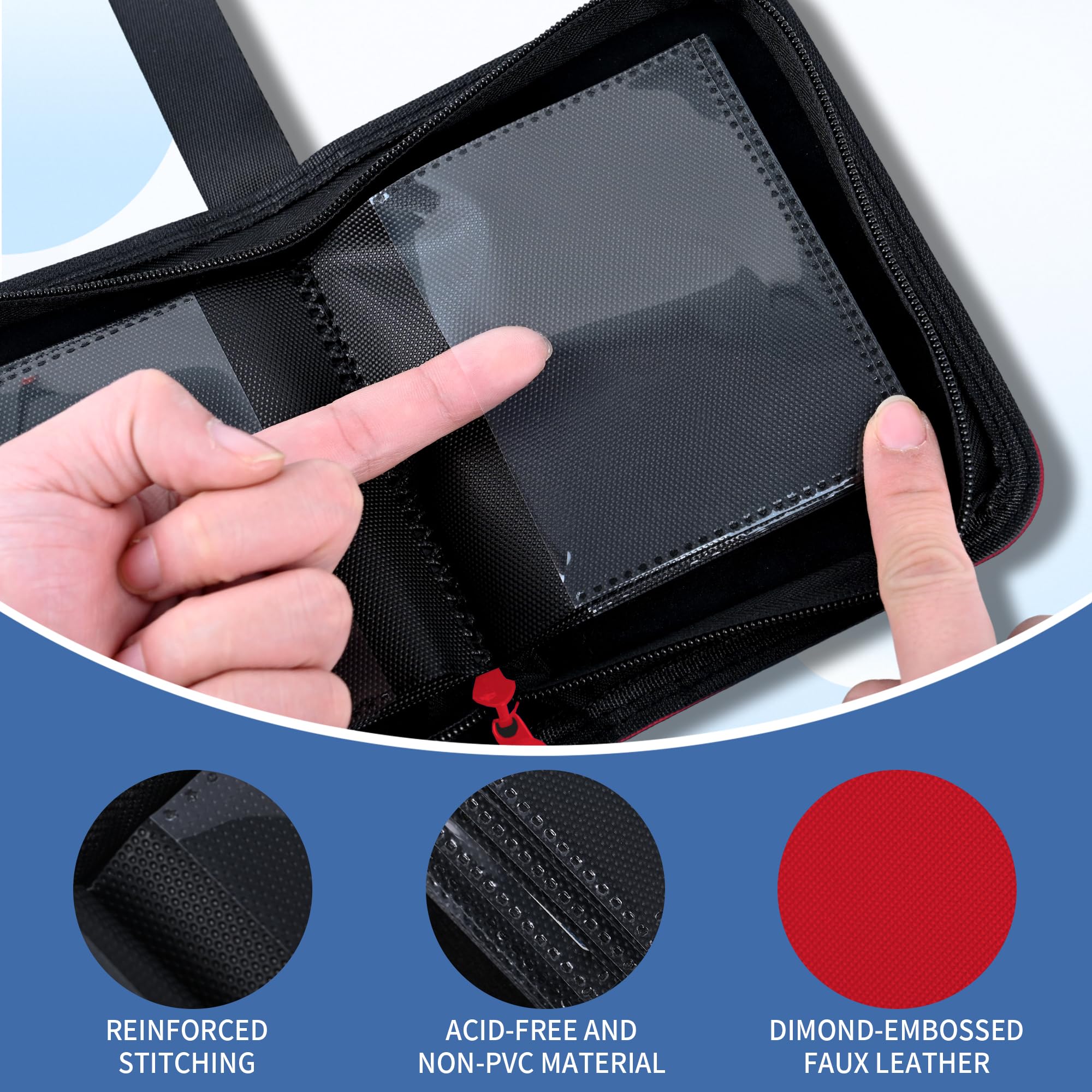 Carpeta de 1 bolsillo con 40 bolsillos, un bolsillo, mini álbum de tarjetas intercambiables, carpeta de tarjetas pequeñas de cuero de diamante para cargadores superiores rígidos de 3 x 4