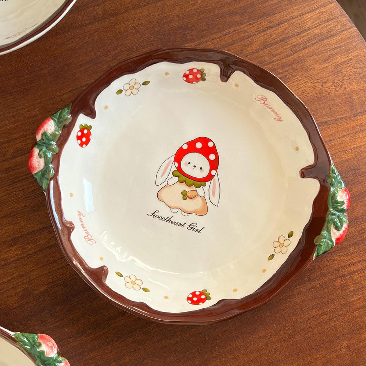 Cartoon berry Rabbit Cute Tableware Household Under-glaze Ceramic -8.7-inch Ear Bowl