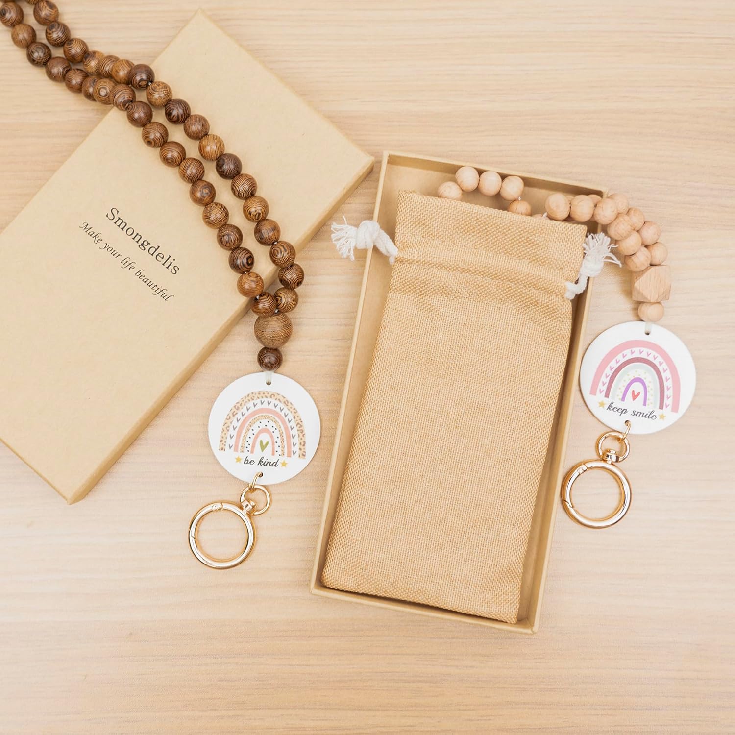 Rainbow Wood Beaded Lanyards for Id Badges Holder, Teacher Breakaway Mental Health Matters Lanyard for Keys Cute Boho Neck Keychain Id Lanyard for Women - Image 4