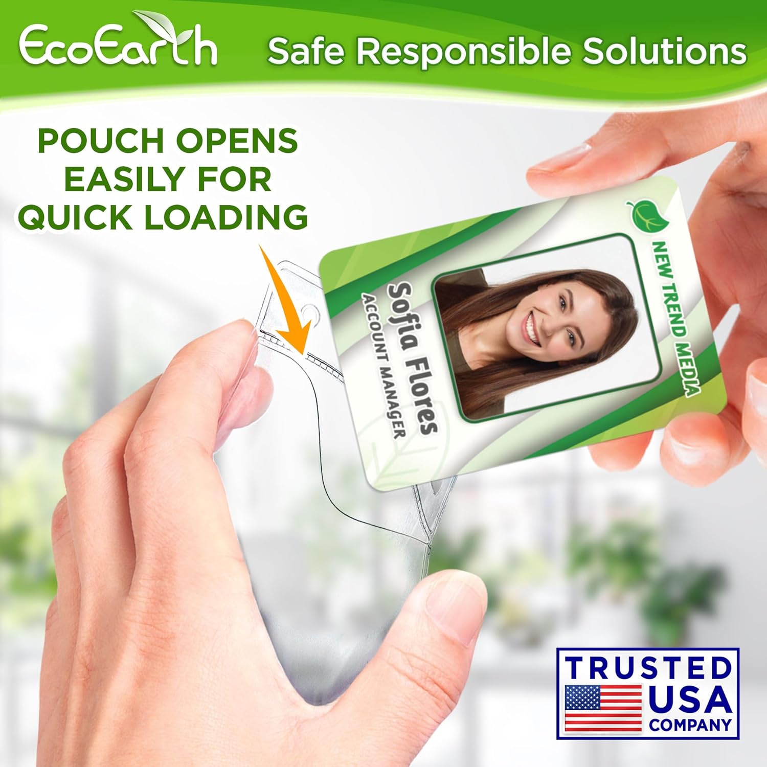 EcoEarth Vertical No Zipper ID Name Badge Holder with Soft Edge (Clear, 2.25x3.5 Inch, Bulk 250 Pack), Quick Loading Plastic Card Pouch, Nametag Sleeves