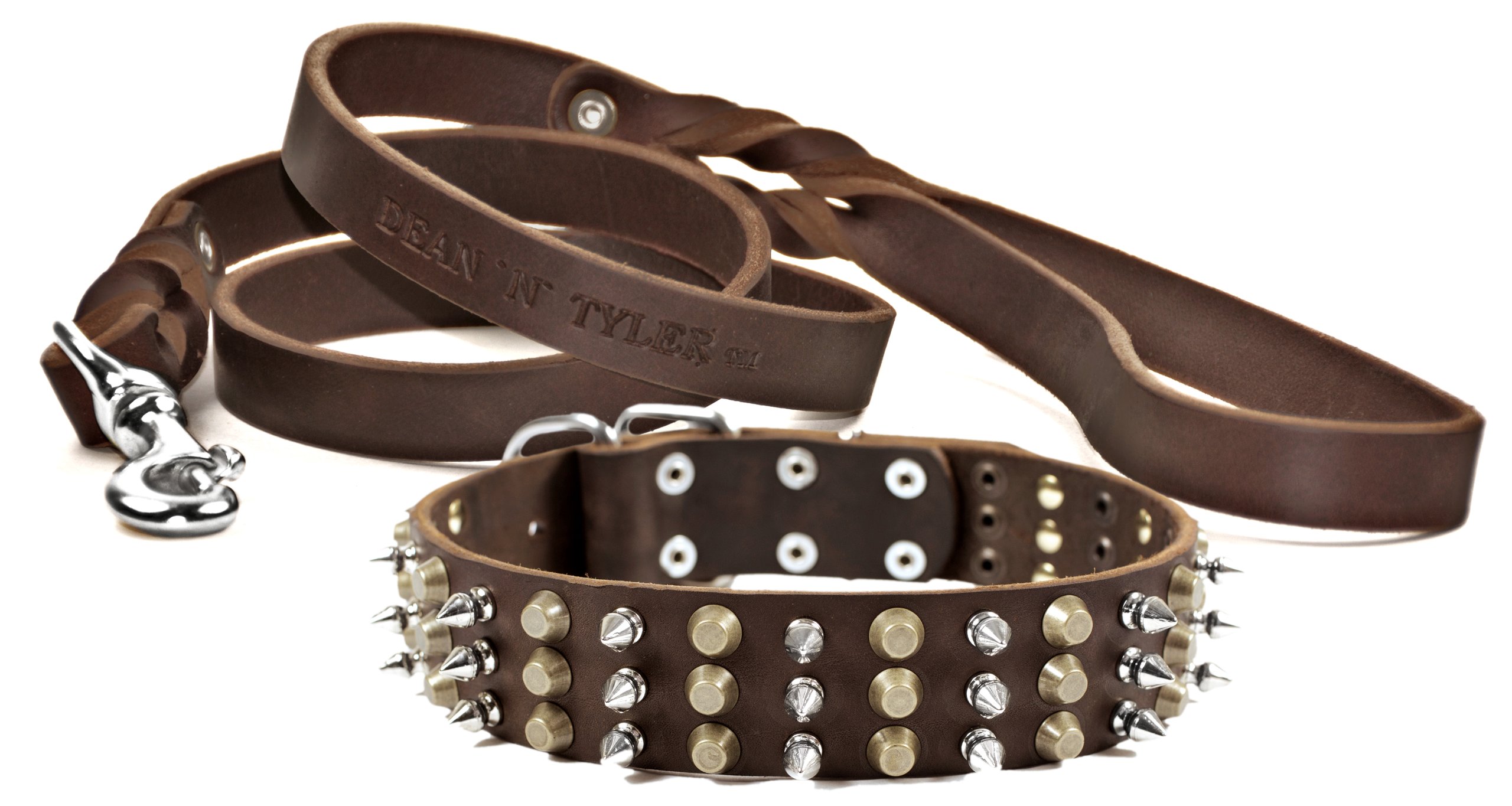 Mousqueton en acier inoxydable et ensemble de promenade en cuir Dean et Tyler