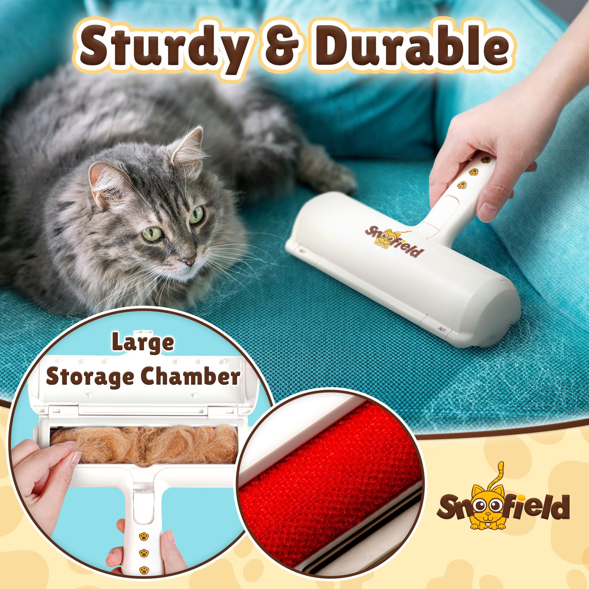 Pet Hair Remover, Reusable Lint Roller for Dog & Cat Hair Removal, Portable Fur Catcher for Furniture, Couch, Carpet, Clothes & Car