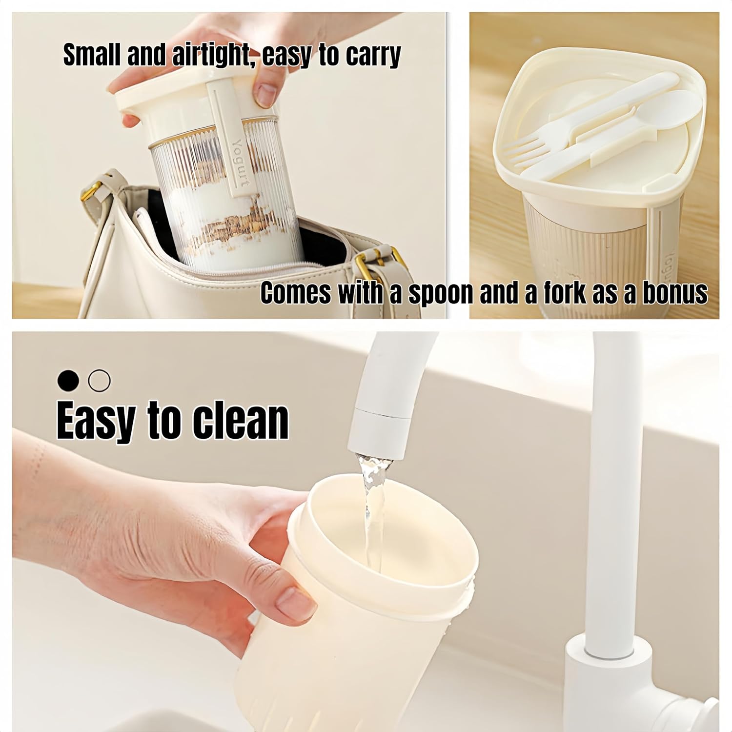0.95 Quart（900ML）Portable Yogurt Strainer Cup, Compact Greek Yogurt Filter with Whey Separator for Cheese & Soy Milk, Leak-Proof & Easy to Carry Yogurt Maker (White)