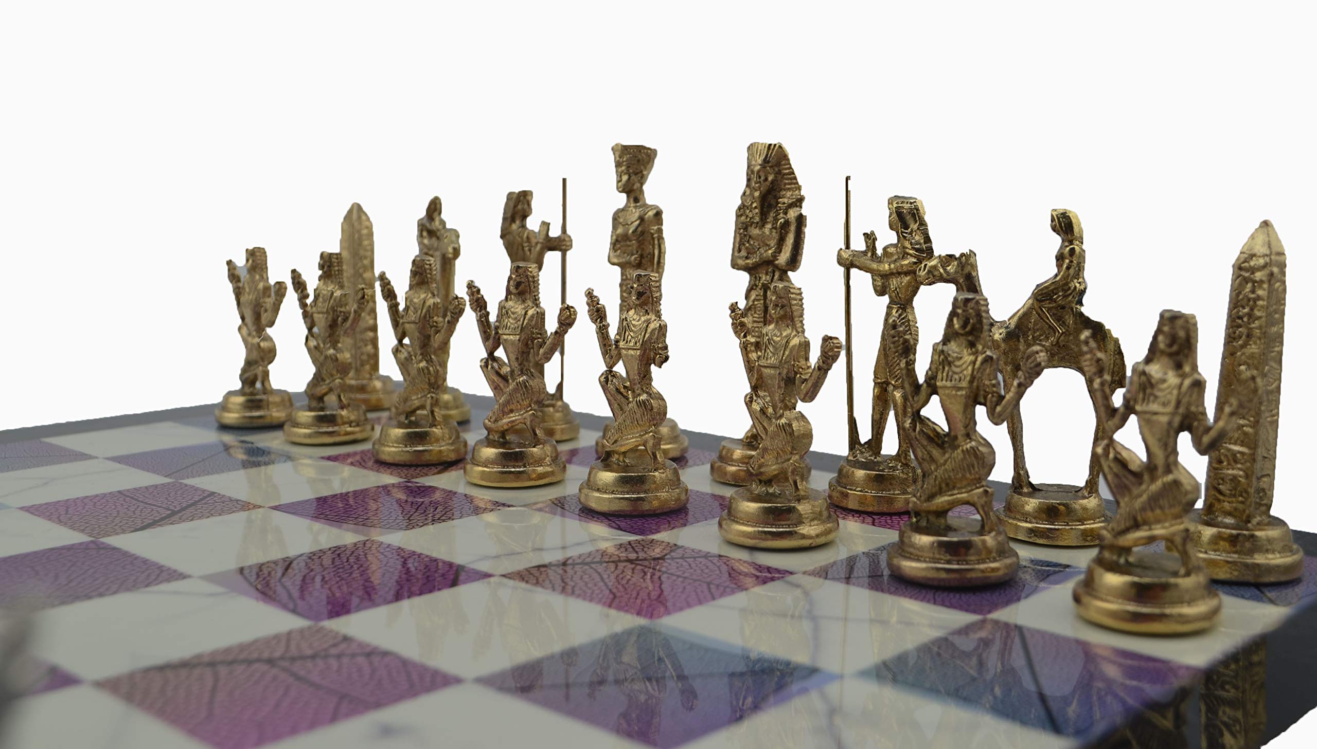 Pièces D'Échecs Pharaon Égyptien En Métal - Hauteur Roi 8.5 Cm - Style Antique