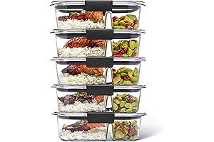 Rubbermaid Brilliance BPA Free Two Compartment Food Storage Containers with Snap Lock Lids