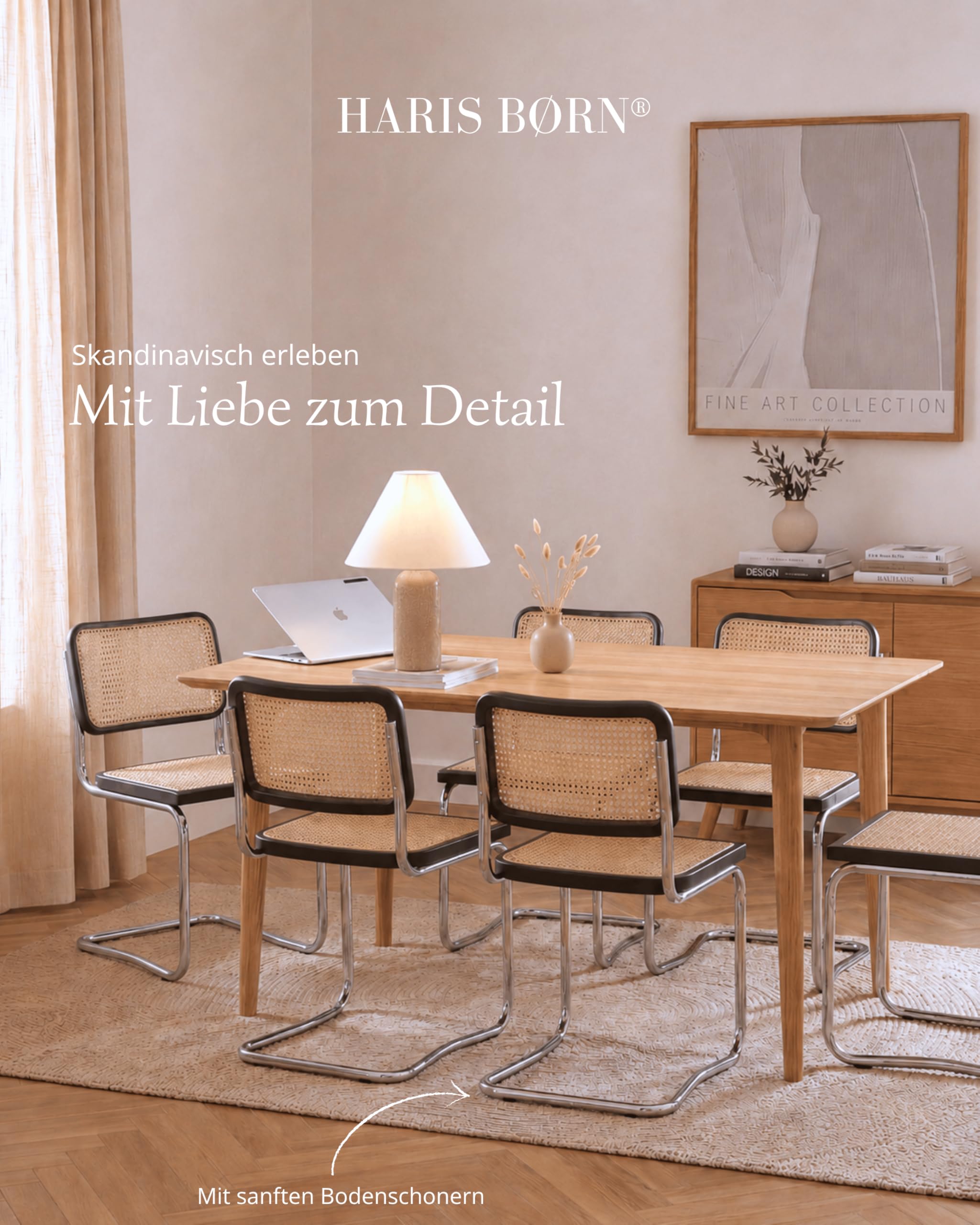 Haris Børn® Design Freischwinger Wiener Geflecht (2er Set) Schwarz – Handgefertigt in Italien - Hochwertige Rattan Stühle - Freischwinger Stühle in Rattan Stuhl Optik - 30 Tage risikofrei testen