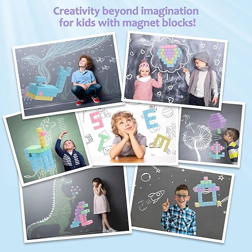 Miniatura 7 de Azulejos magnéticos para niños de 3, 4, 5, 6, 7, 8 años en adelante, bloques de construcción magnéticos, juguetes de aprendizaje preescolar,