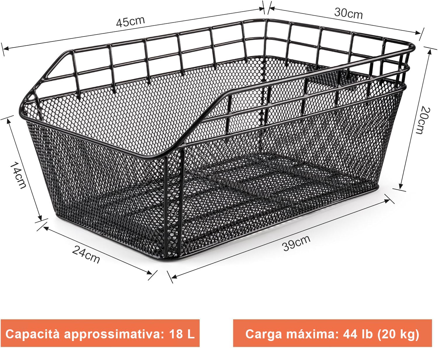 CXWXC Cestino Posteriore per Bicicletta Con Rete di Carico e Fodera Spessa, Borsa di Rivestimento per Bici Elettrica
