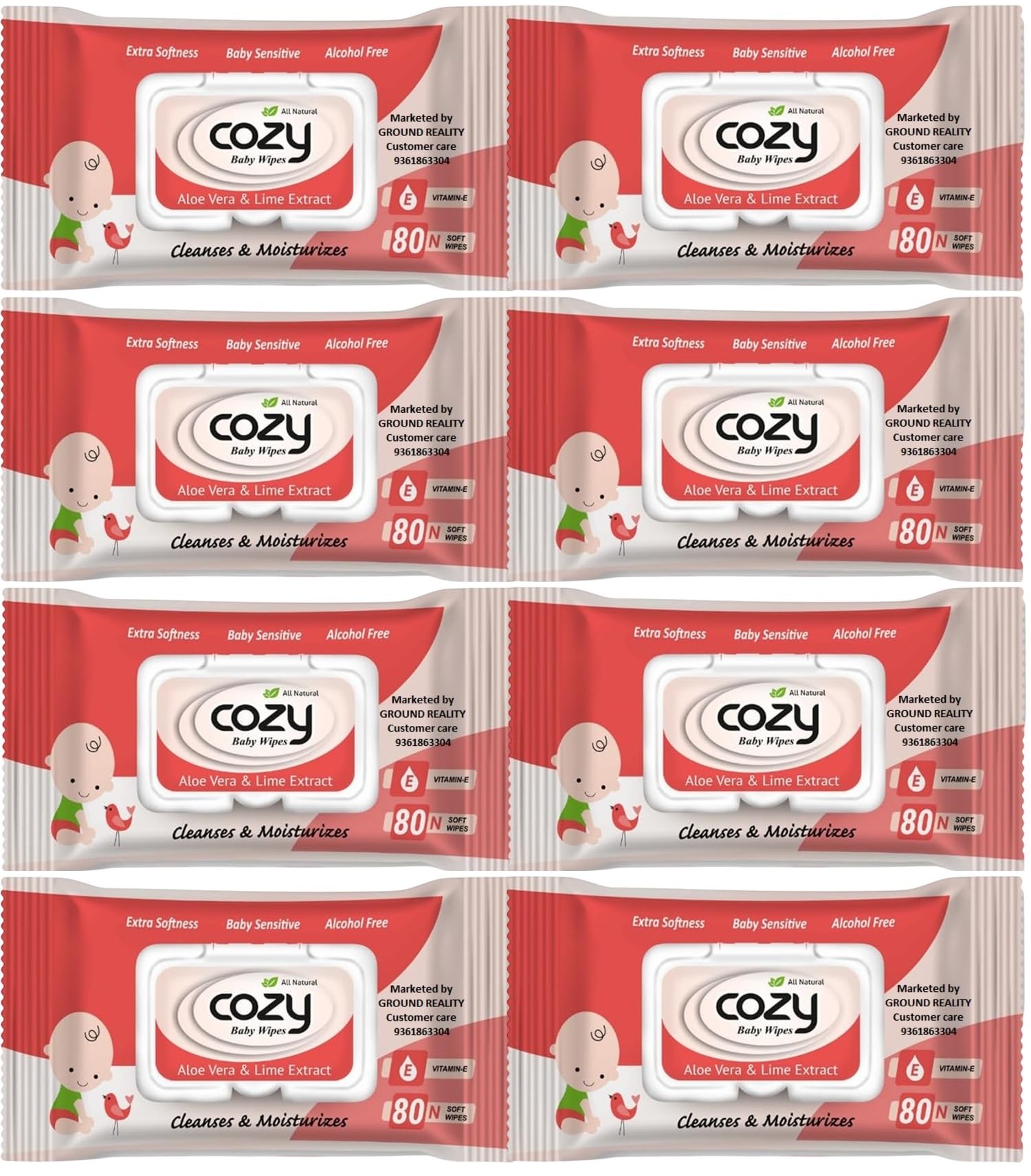 Cozy Wet Wipes with Aloe Vera and Vitamin E for New Born Baby. Combo Offer Travel Value Pack Wiping Tissue Baby Cleaning Wet Wipes with Lid. Pack of 1 (80 wipes) + (FREE Fridge Magnet/Order)-image-49
