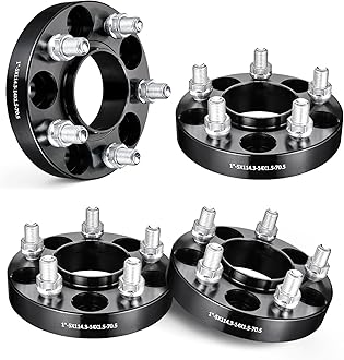 5x4.5 Wheel Spacers 1 inch Compatible with Ford Mustang 2015-2024, 5x114.3 mm Hubcentric with Lip 5 Lugs 70.5 mm Hub Bore M14x1.5 Studs Black