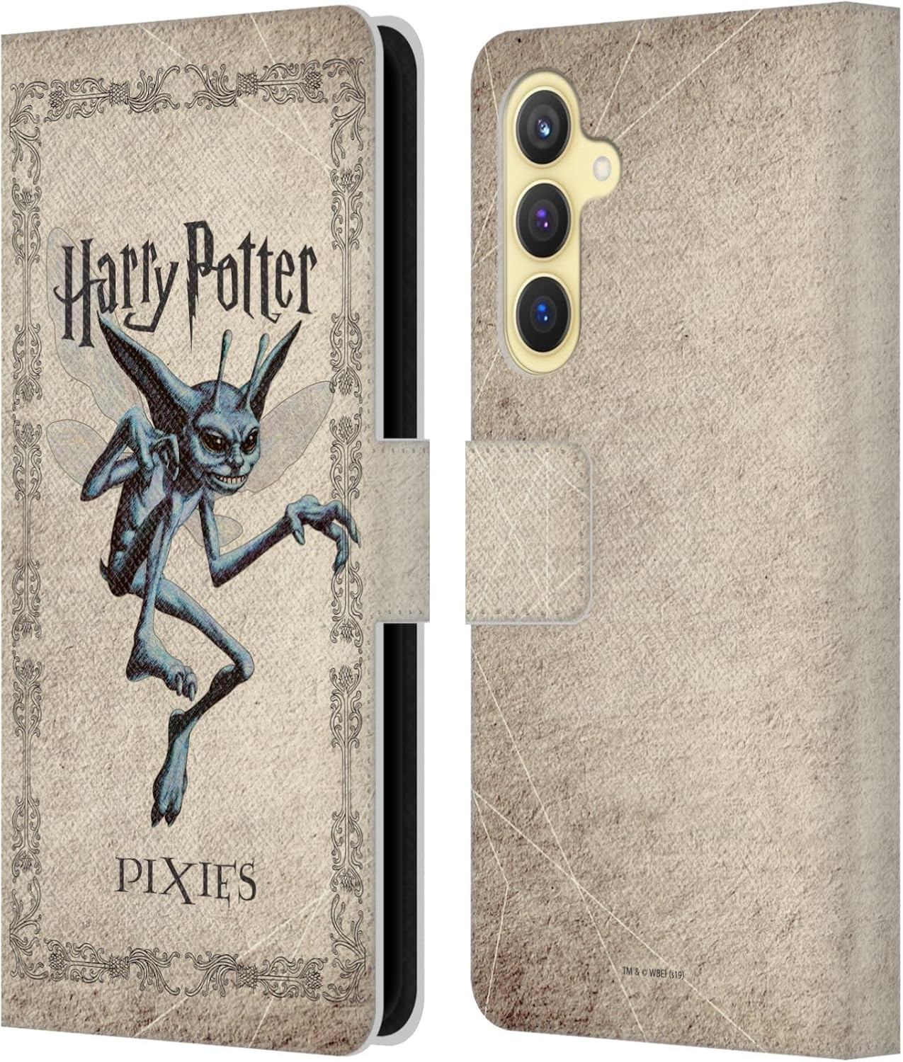 Head Case Designs Officially Licensed Harry Potter Cornish Pixies Creature Chamber of Secrets II Leather Wallet Case Compatible with Samsung Galaxy S23 FE 5G