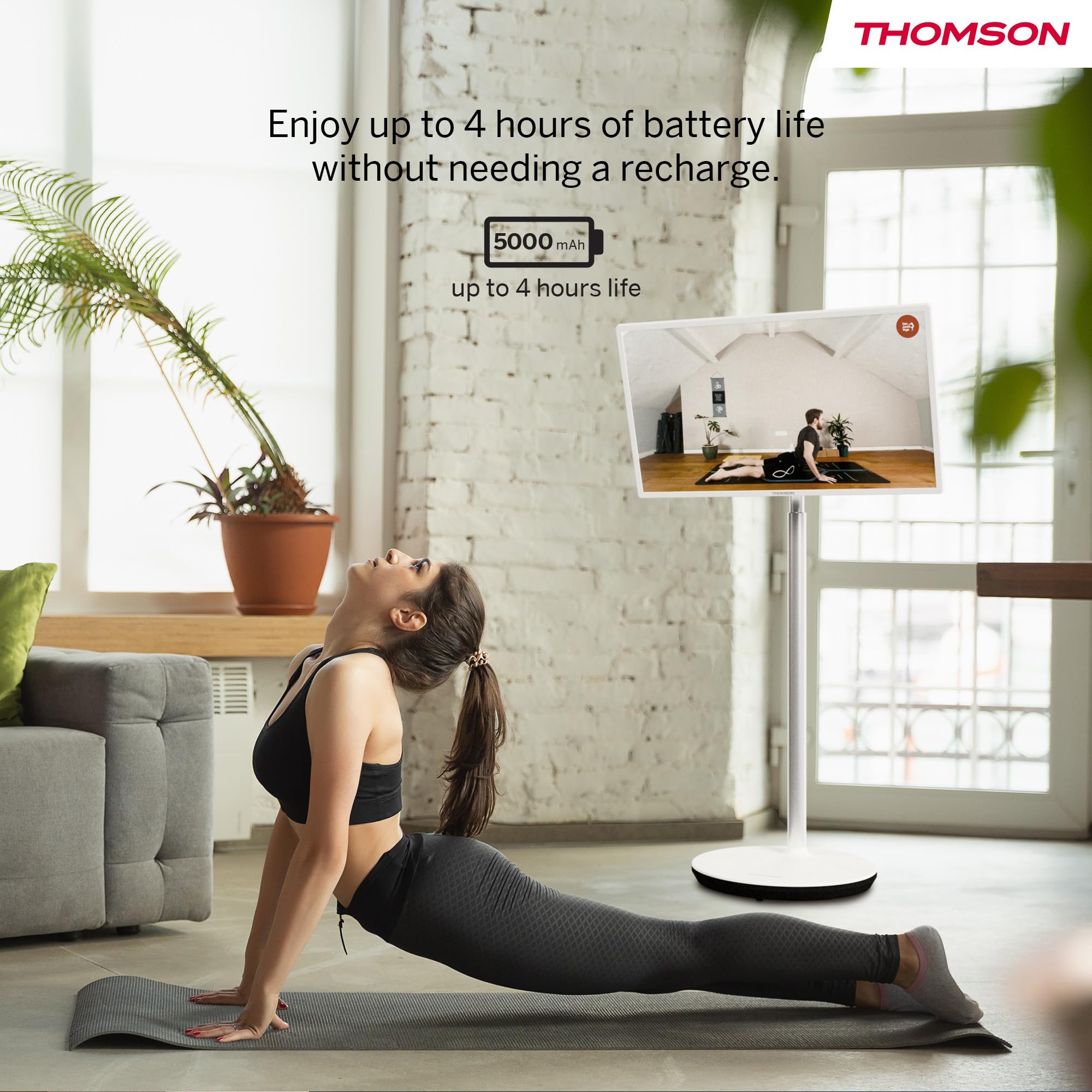 THOMSON 32 Pulgadas (81 cm) Go TV, Televisor Android Portátil – HD Ready (1366x768), Control por Voz, Bluetooth 5.1, Wi-Fi, Función de Punto de Acceso, hasta 4 Horas de Autonomía - 32HA4M44