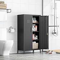 Vista 4 de Ckzbk - Armario de almacenamiento de 51.18 pulgadas de alto, gabinete de baño de metal para despensa, con 3 estantes ajustables para cocina, oficina