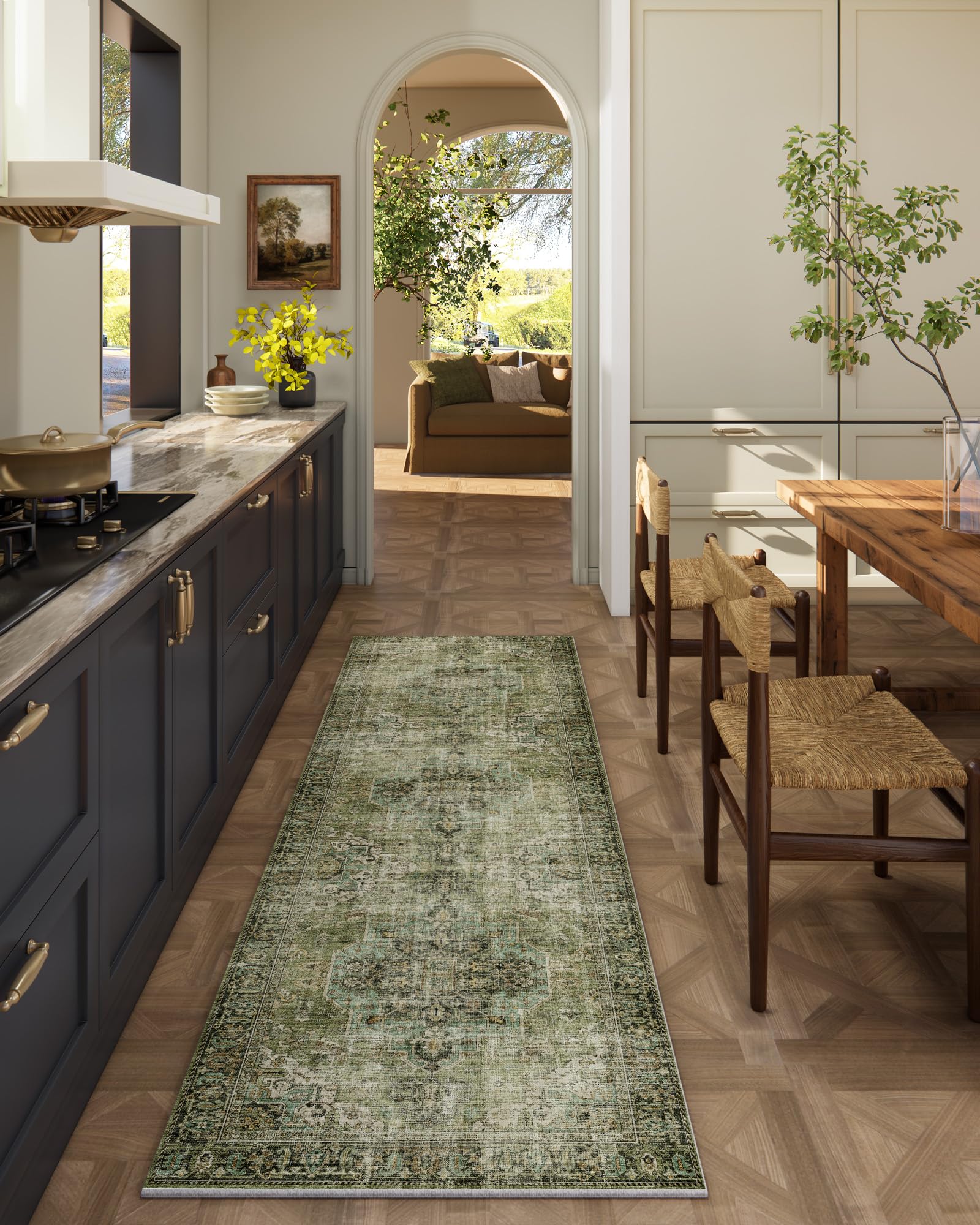 Palohom 2x6 Runner Rug Black and Green