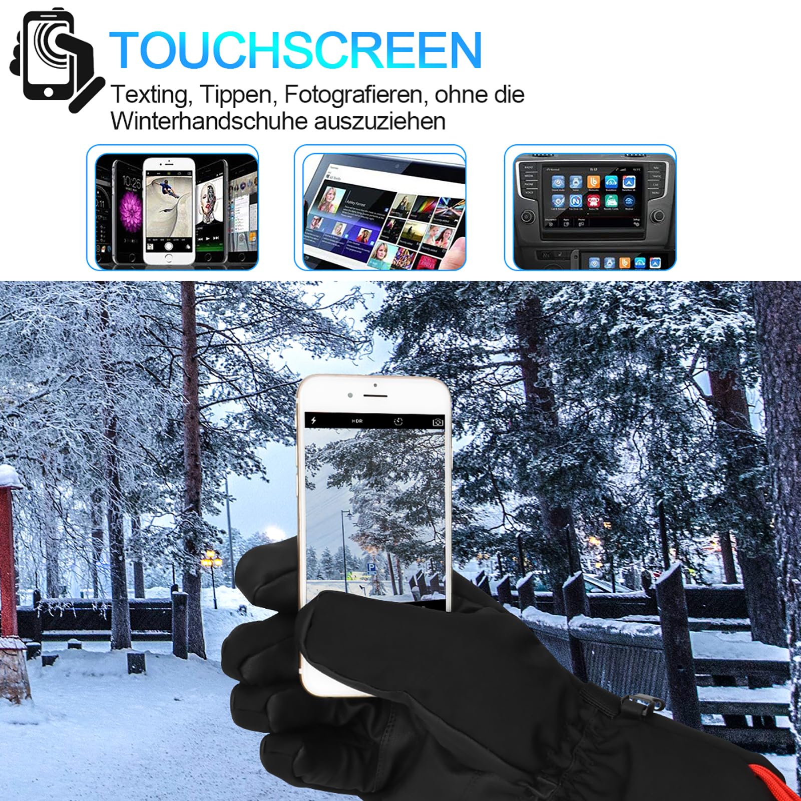 Cevapro Skihandschuhe Warme Winterhandschuhe wasserdichte Snowboard HandschuheTouchscreen Handschuhe für Herren Frauen zum Wintersport wie Skifahren Motorradfahren Fahrradfahren