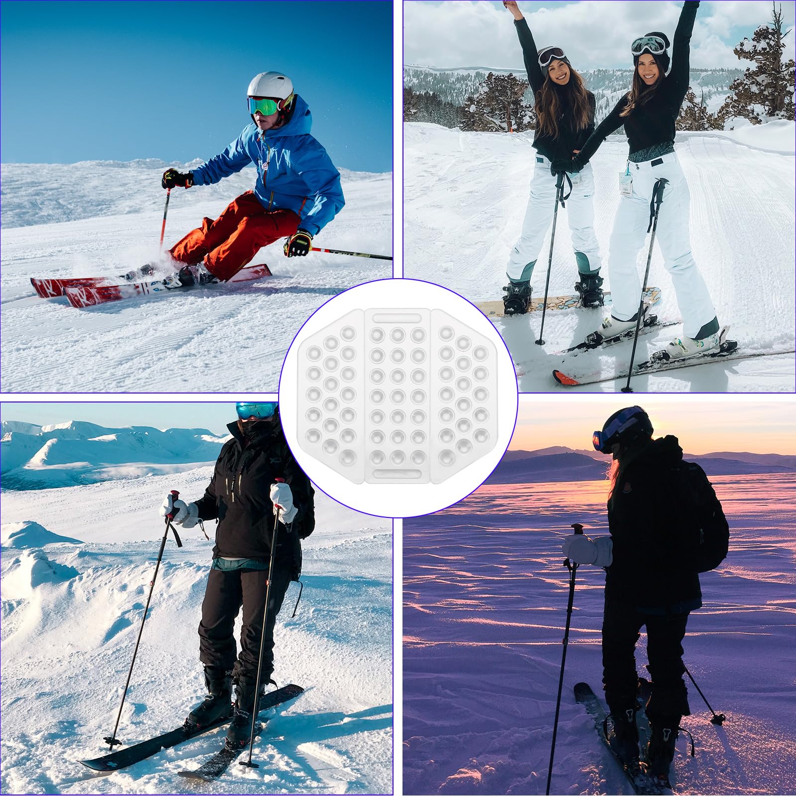 LUTER 6 Pièces Pad Snowboard Antidérapant, Transparents Patins de Grip pour Snowboard Antidérapants Auto-Adhésifs Patins à Pointes Offrent une Adhérence Supplémentaire pour le Snowboard Hommes Femmes