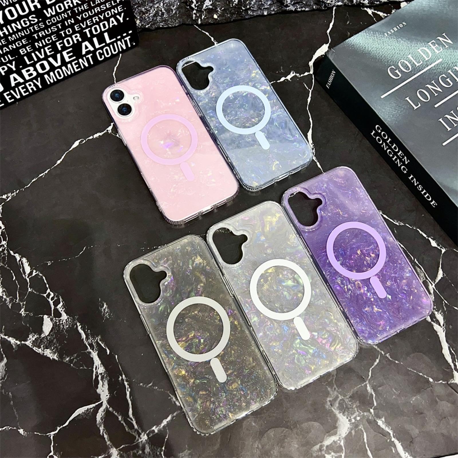 Funda magnética de Lujo con diseño de ensueño para iPhone 16 ProMax (Rosa)