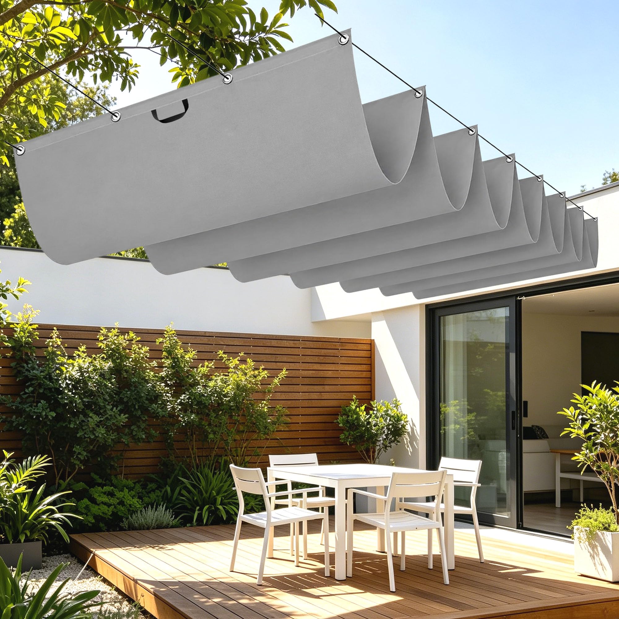Voiles d'ombrage 550 x 440 cm imperméable pour grand jardin et patio
