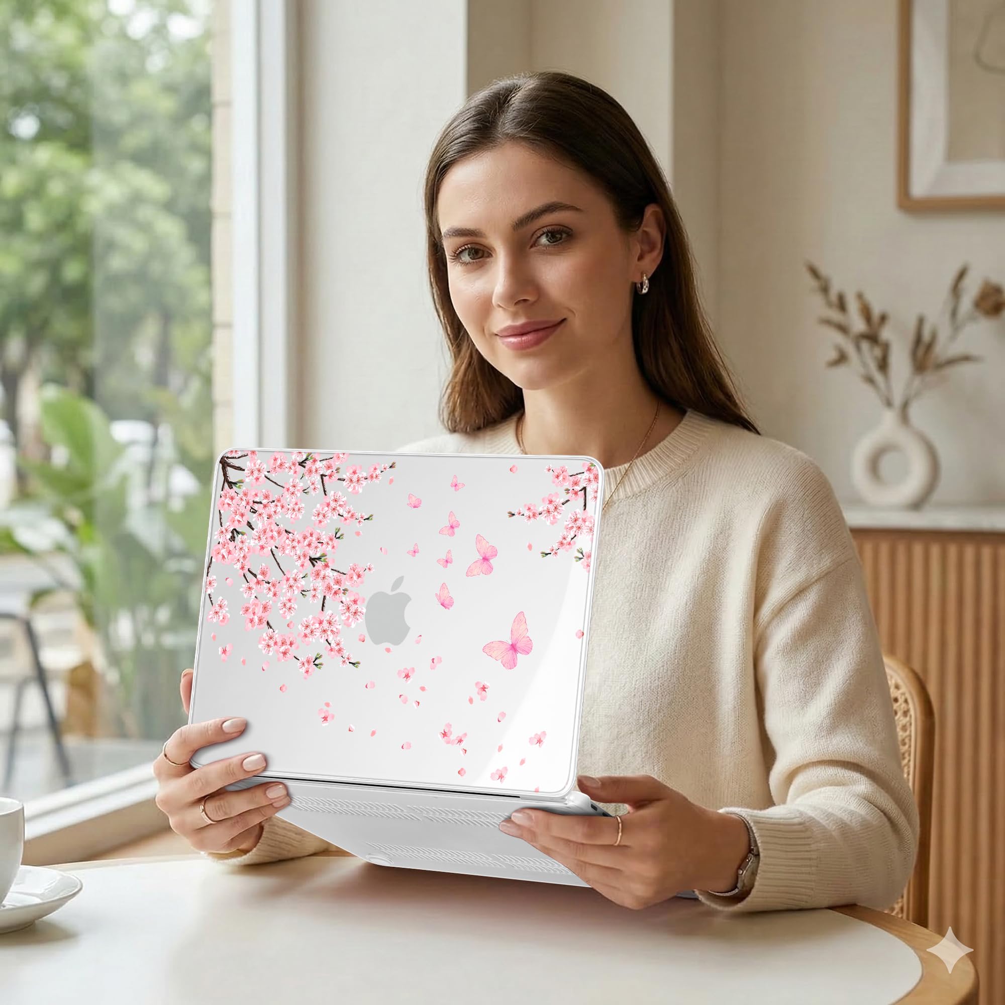 MEEgoodo Custodia stampata per MacBook Neo 13" versione 2026 (adatta al modello A3404), custodie rigide per laptop con skin per tastiera, protezione schermo e cover per webcam, fiori di ciliegio