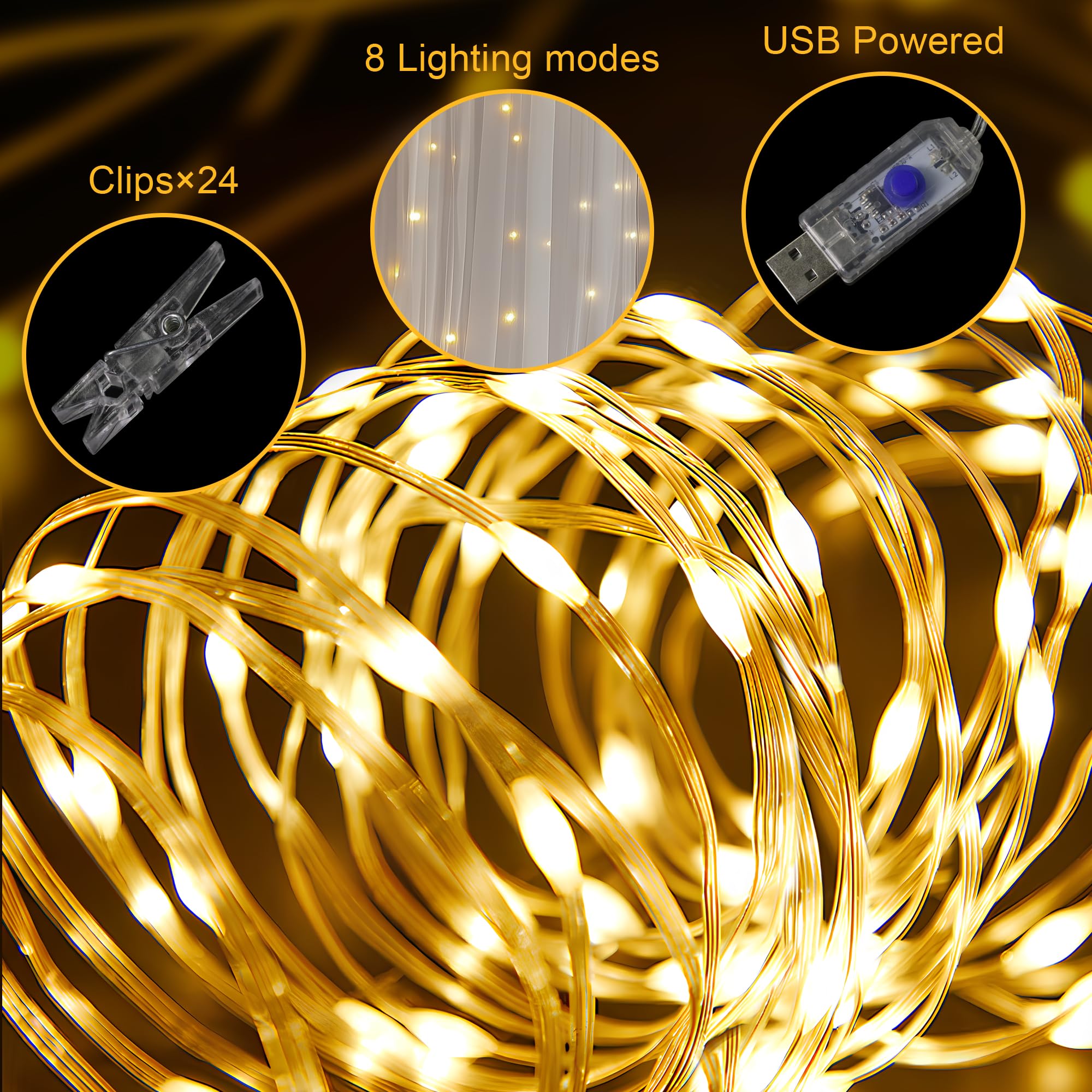 Fomcet Tüllvorhänge mit Lichterkette, weiß, 6,4 x 2,4 m, transparente Hintergrundvorhänge für Partys, Hochzeiten, Babypartys, Fotoshootings, Dekorationen (4 Paneele, 15,7 x 2,4 m)