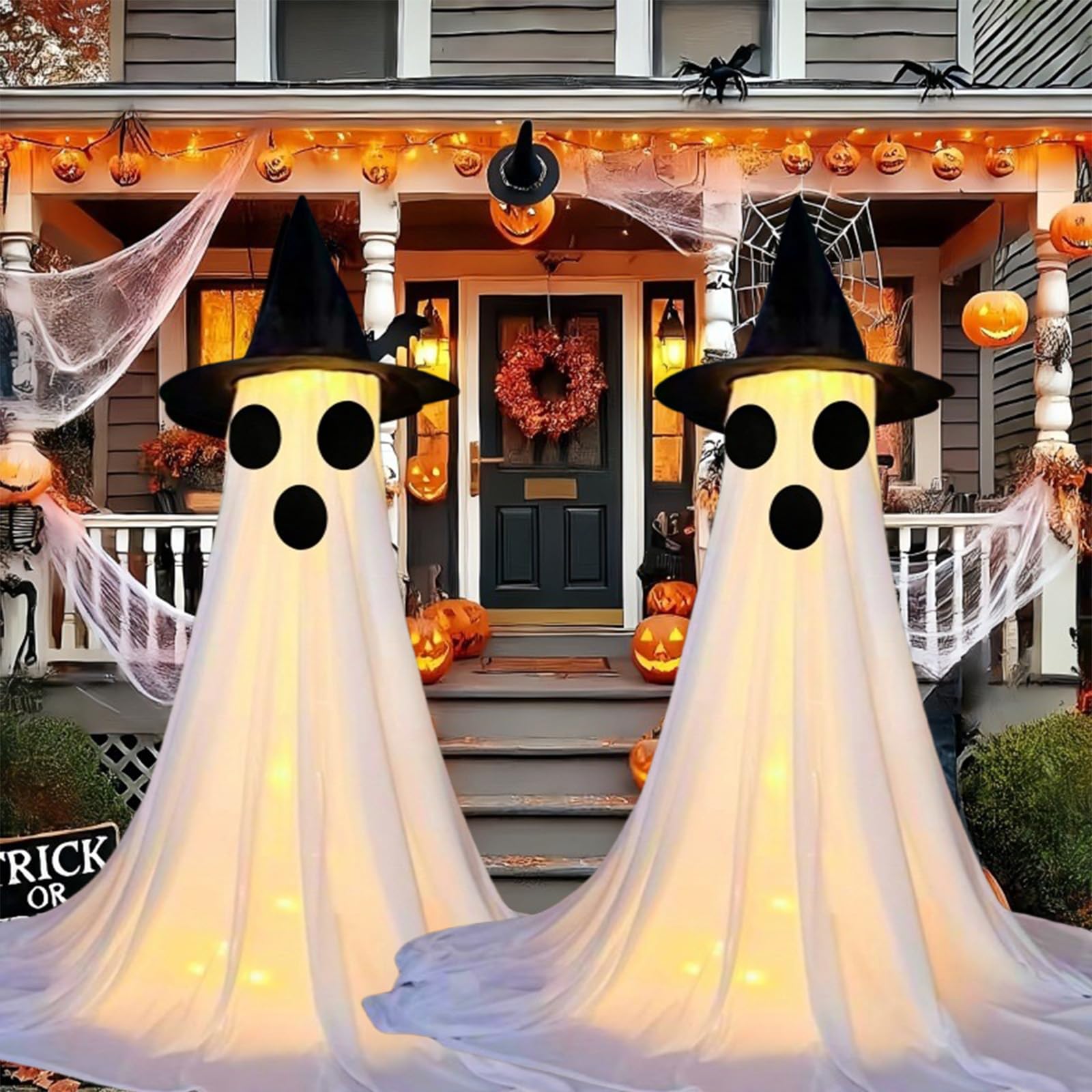 carotoe 2Pcs Halloween Decoration 120cm Glowing Ghostly Figure Ornament for Porch Garden Yard Indoor and Outdoor Decoration Indoor and Outdoor Halloween